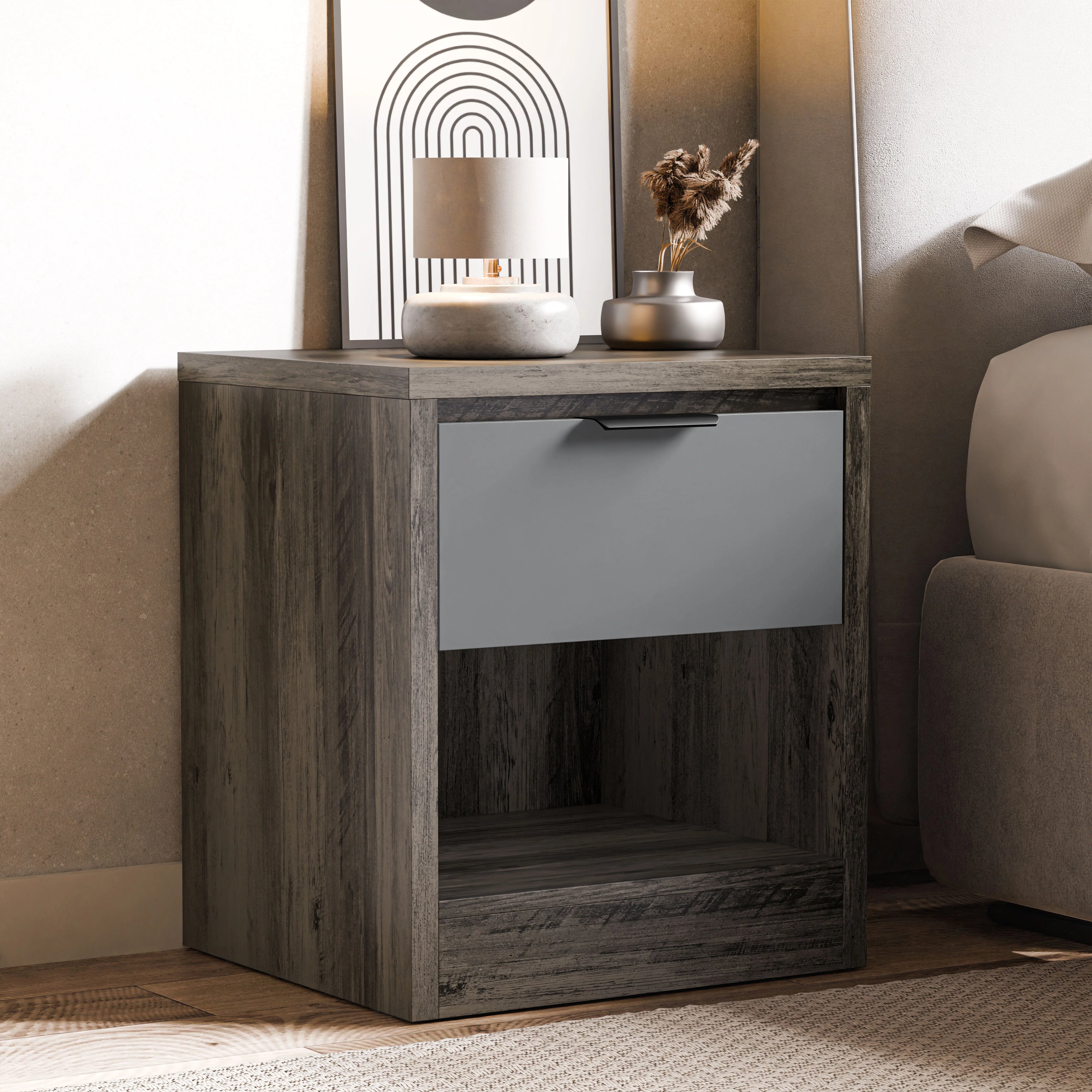 Skova 1 Drawer Bedside Table - Bedside Nightstand