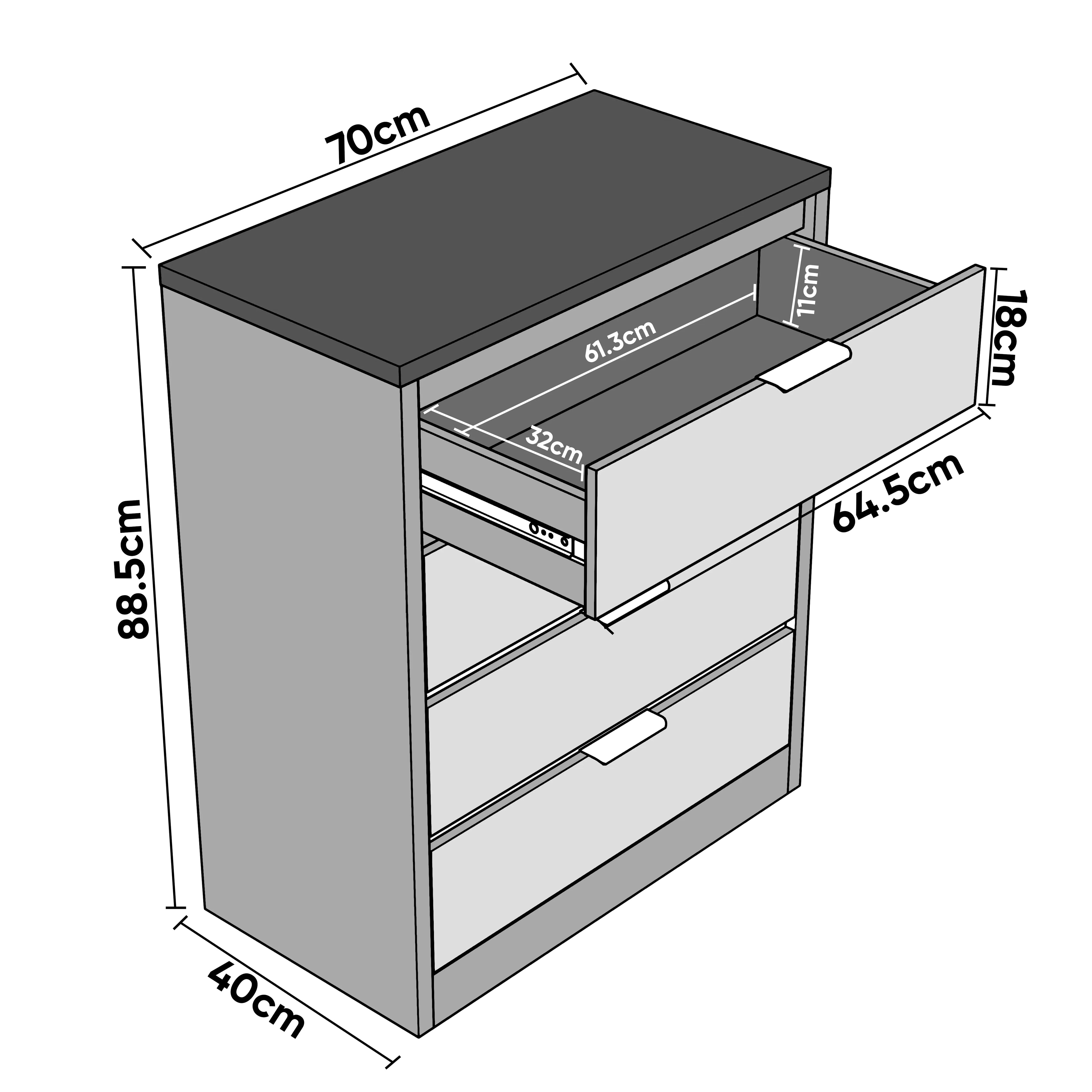 Skova 4 Drawer Chest of Drawers - Deep Chester Drawers