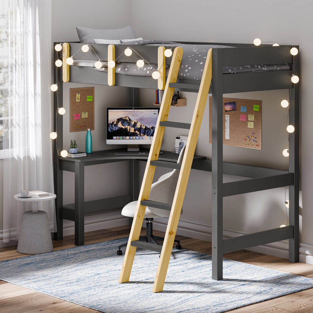 Bunk Bed With Desk - High Sleeper Loft Bed Frame For Kids