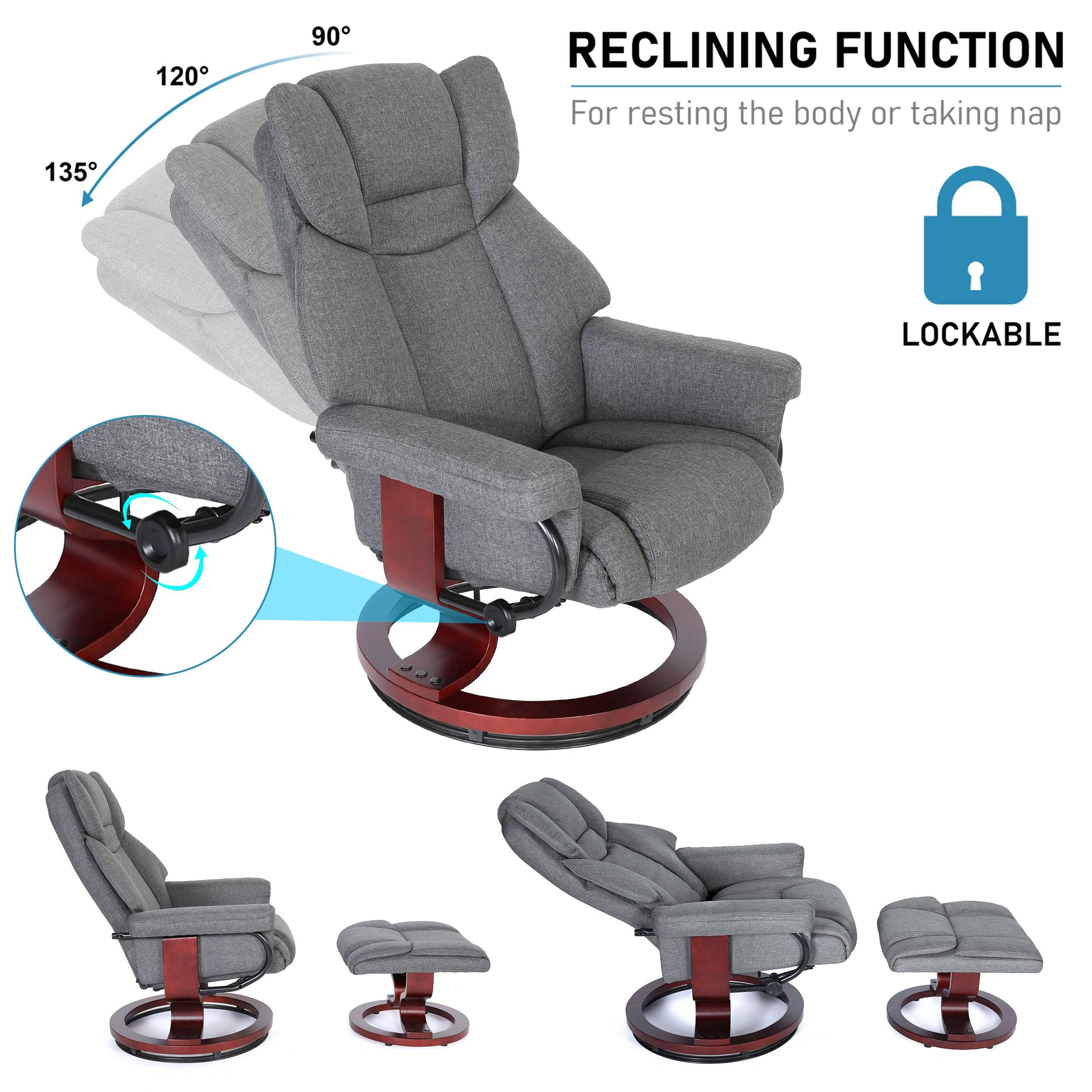 Swivel Recliner Chair with Footstool - Recliner Armchair