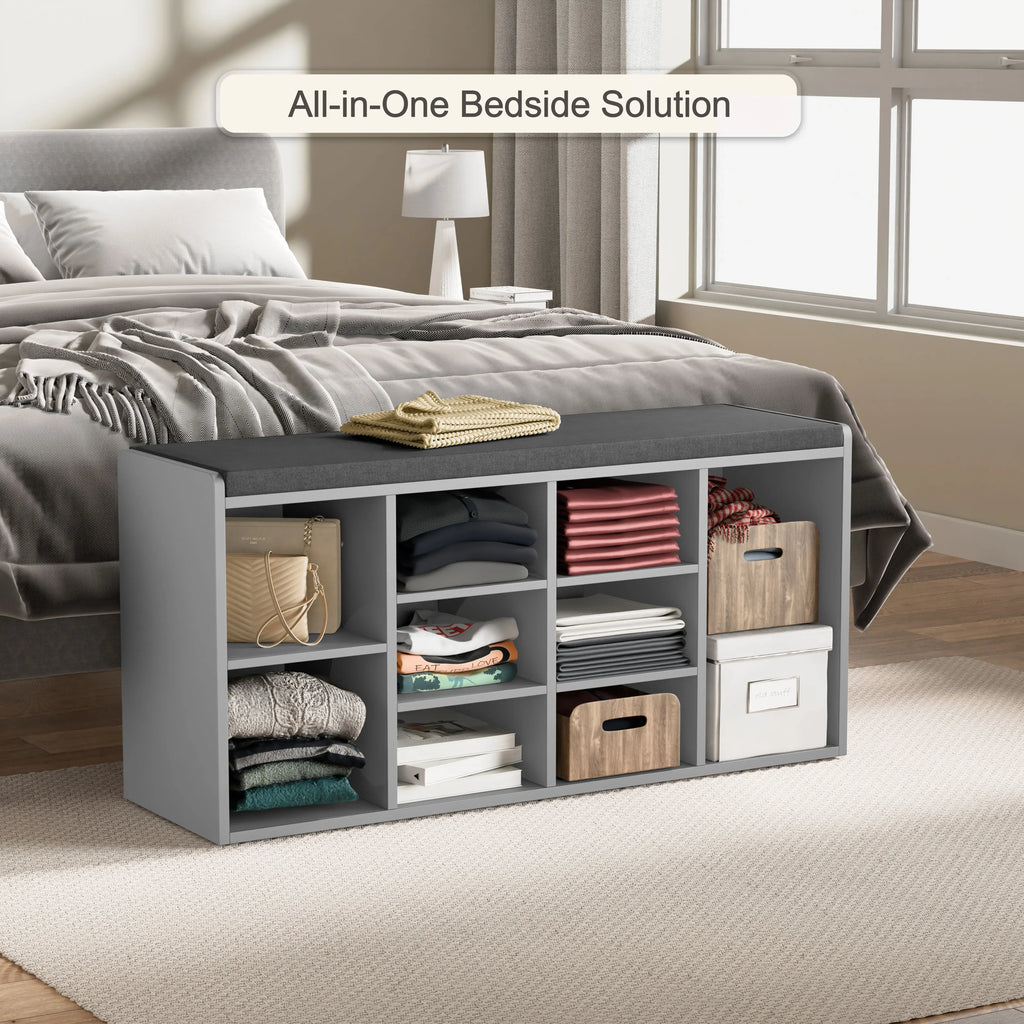 Shoe Storage Bench with Cushion - Shoe Rack Cabinet Hallway