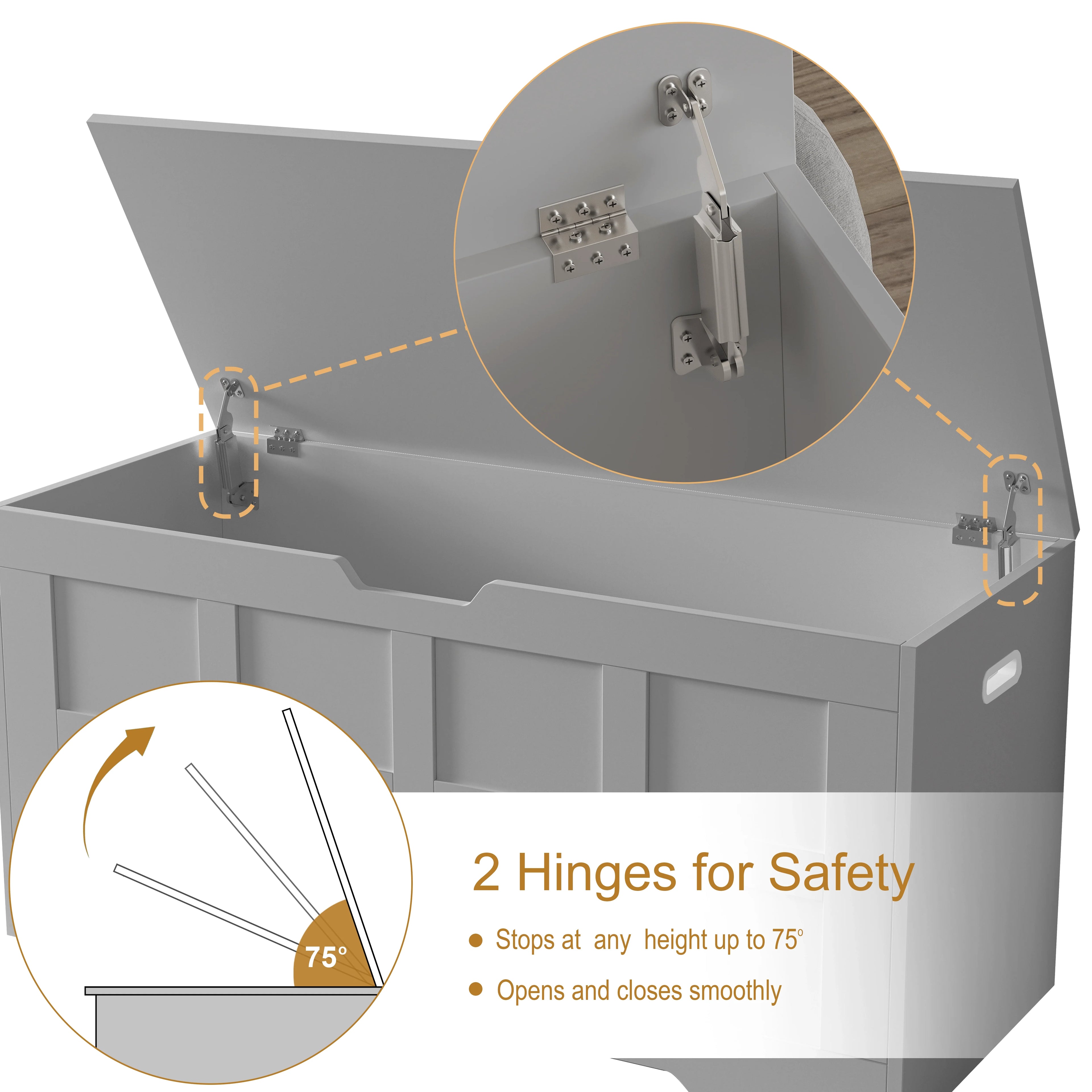 Storage Chest - Shaker Style Blanket or Toy Box With Lid & Safety Hinges