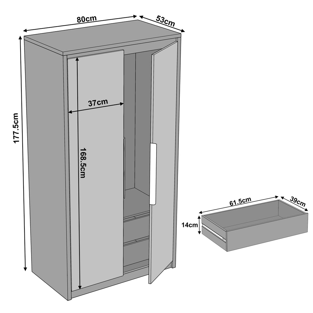 Skova Double Wardrobe with Drawers & Clothes Rail