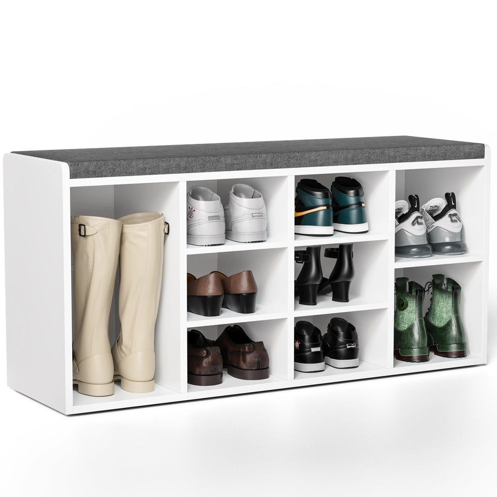 Shoe Storage Bench with Cushion - Shoe Rack Cabinet Hallway