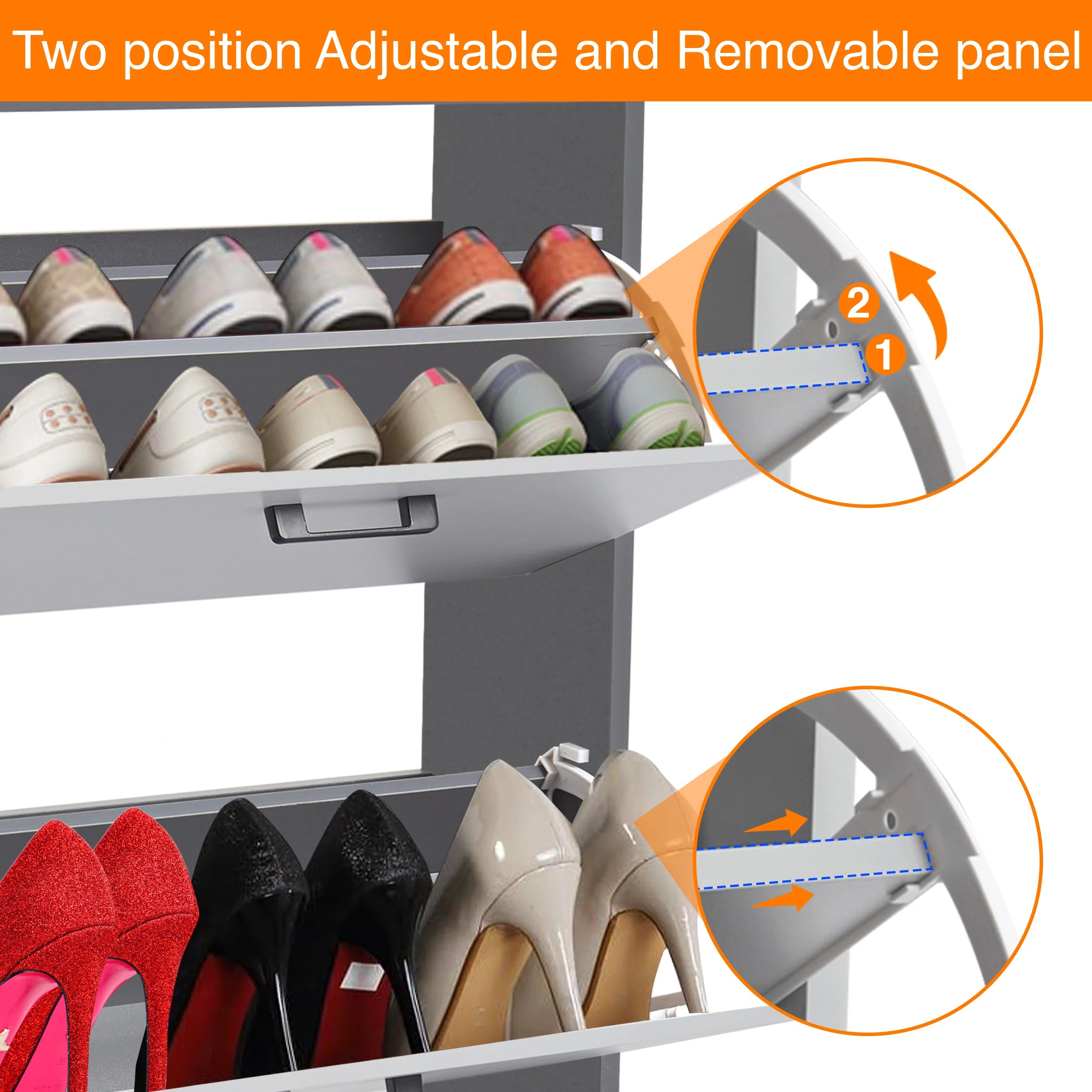 3 Drawer Slim Shoe Cabinet For Hallway - Tall Shoe Storage