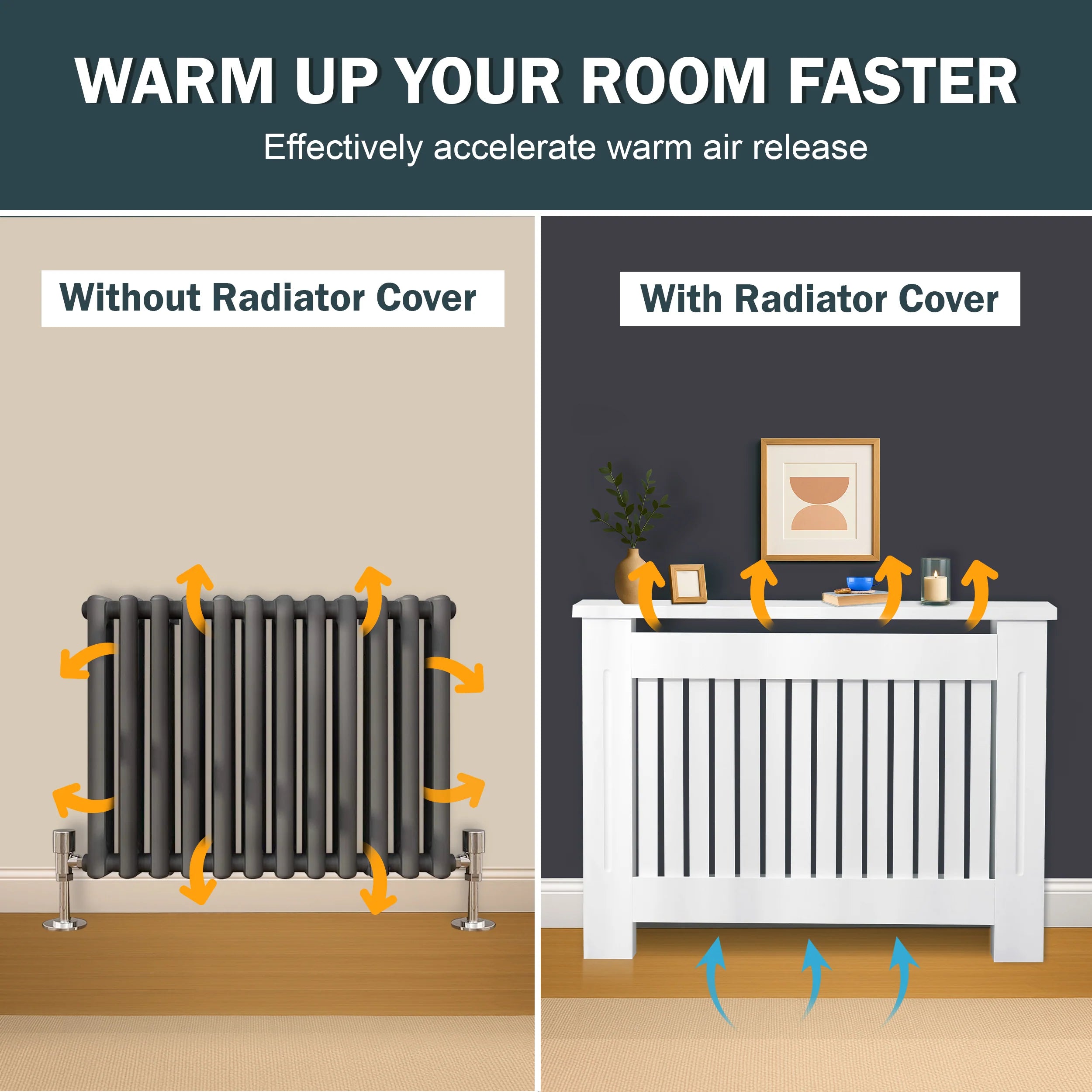 Chelsea White Radiator Cover,  Vertical Wooden Slats