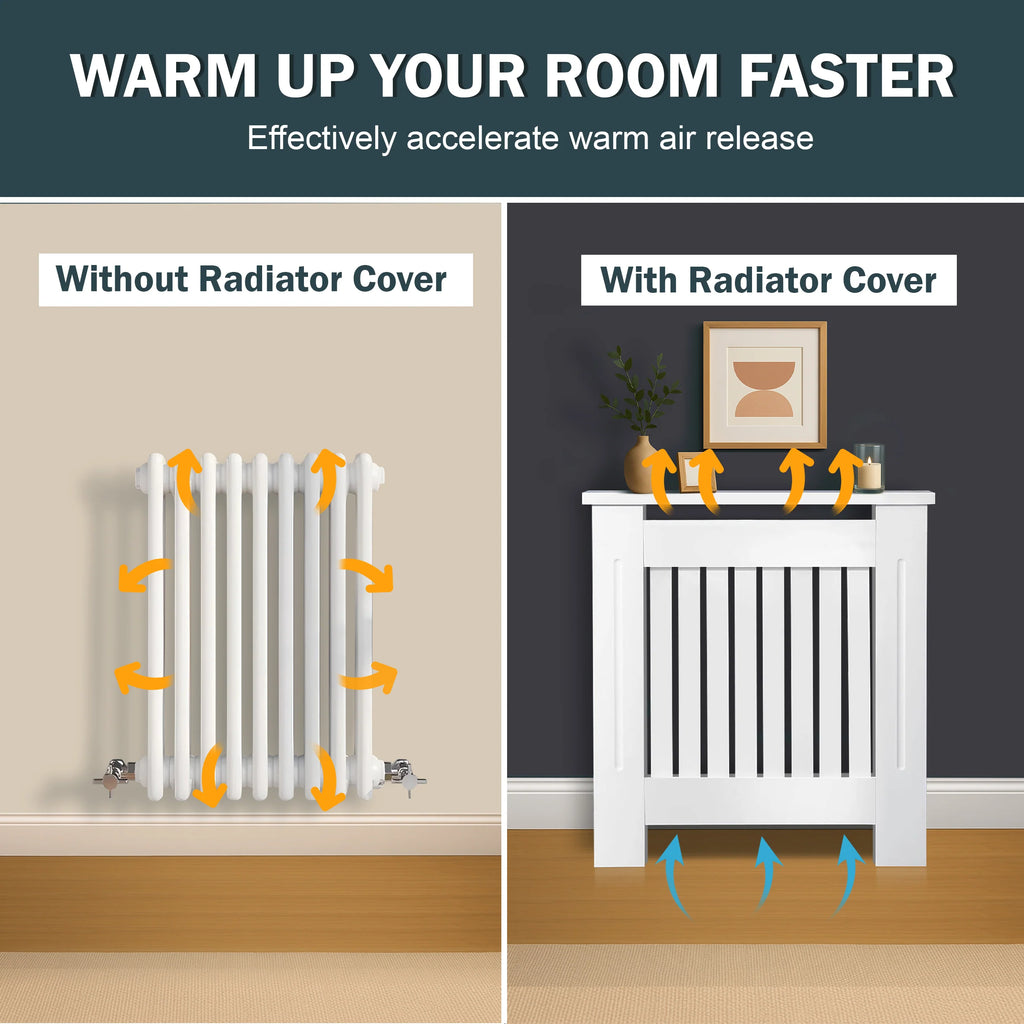 Chelsea White Radiator Cover,  Vertical Wooden Slats