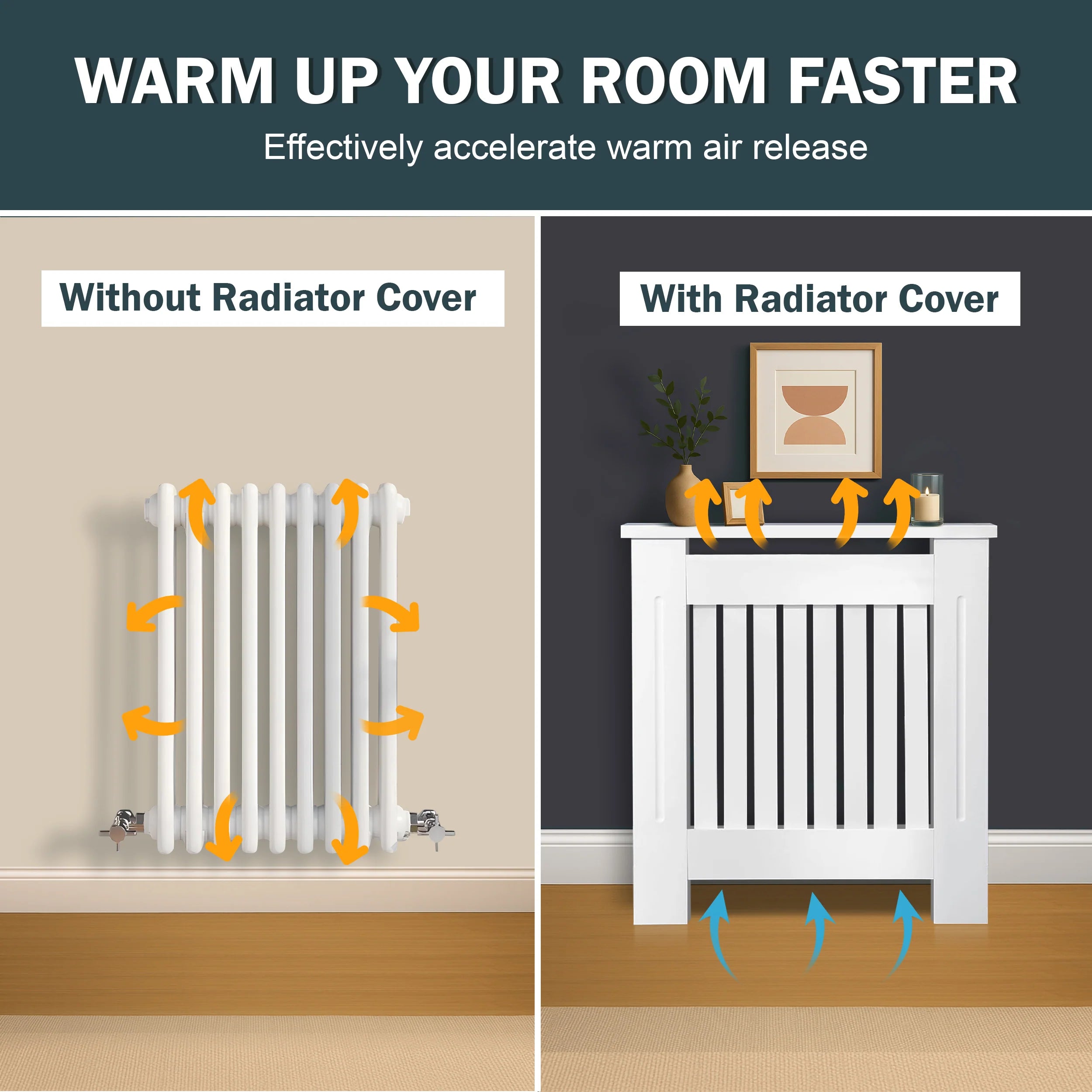 Chelsea White Radiator Cover,  Vertical Wooden Slats