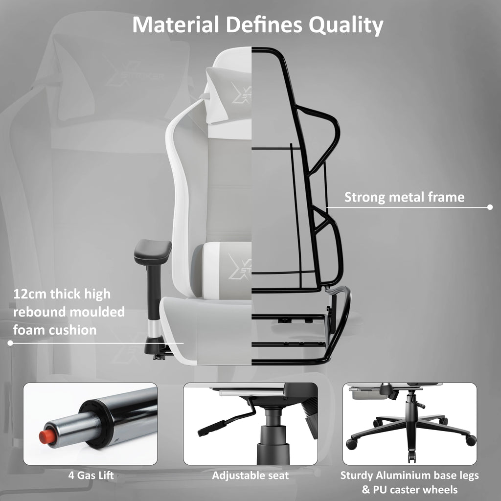 Xstriker Velvet Gaming Chair with Footrest – Wide Ergonomic Chair