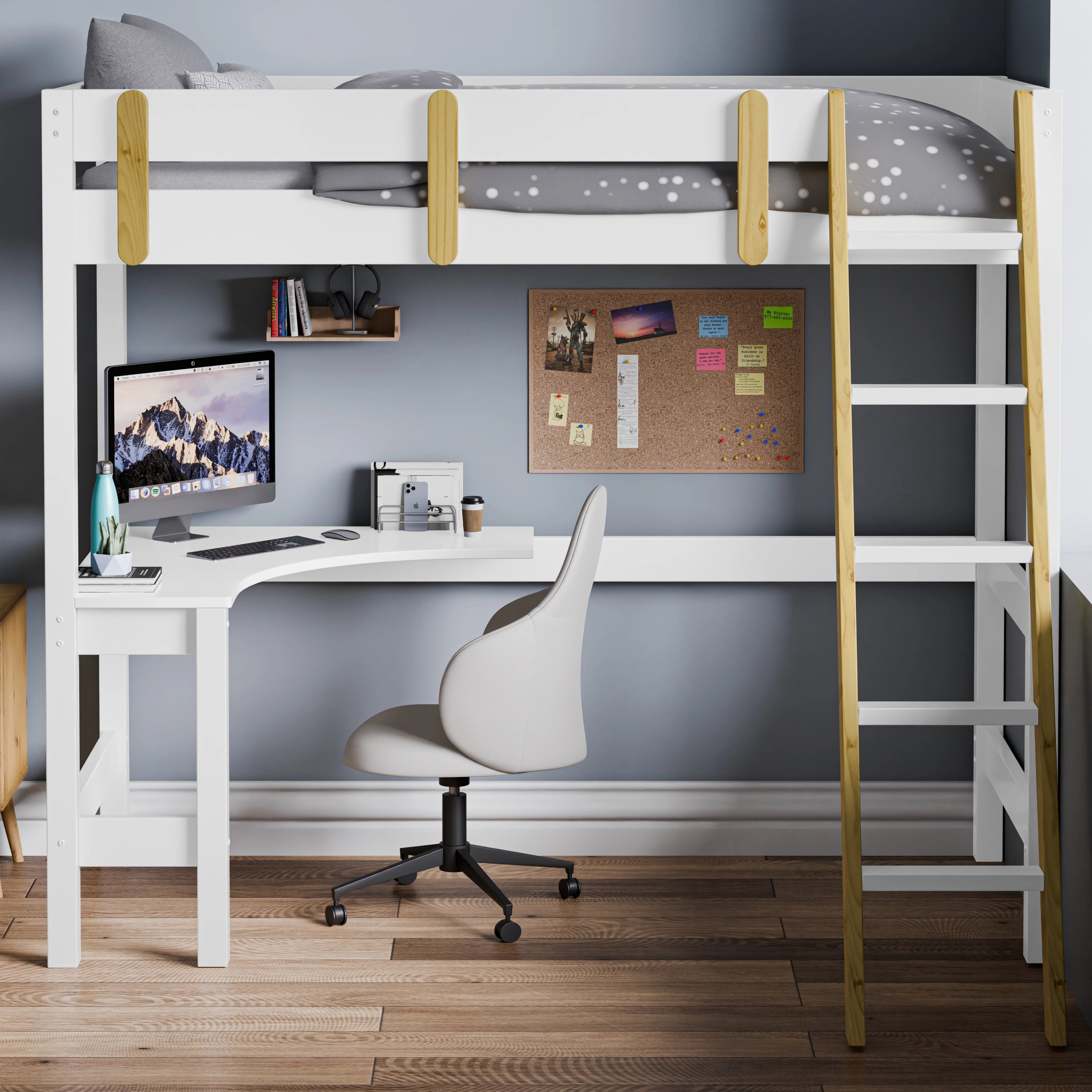 Bunk Bed With Desk - High Sleeper Loft Bed Frame For Kids