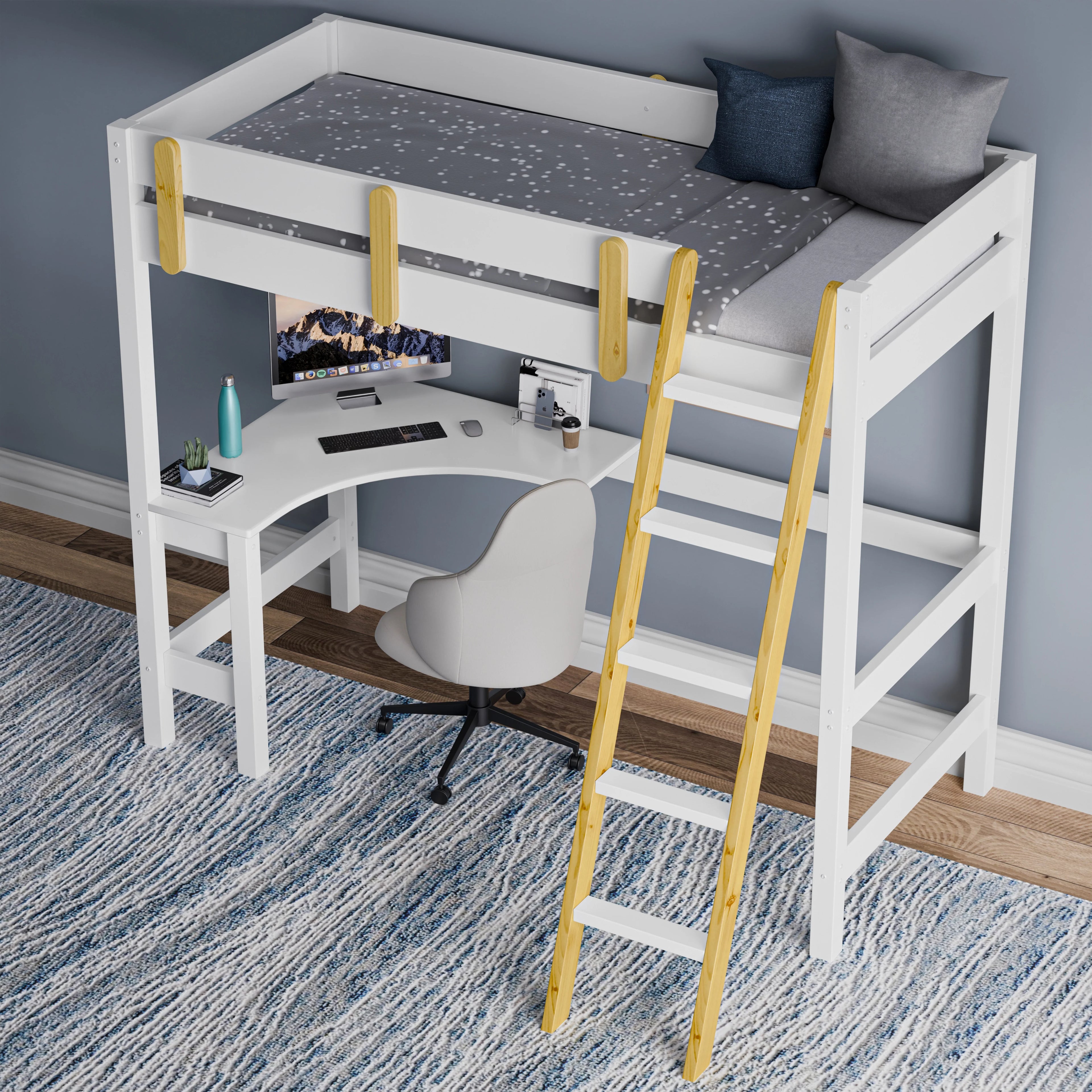 Bunk Bed With Desk - High Sleeper Loft Bed Frame For Kids