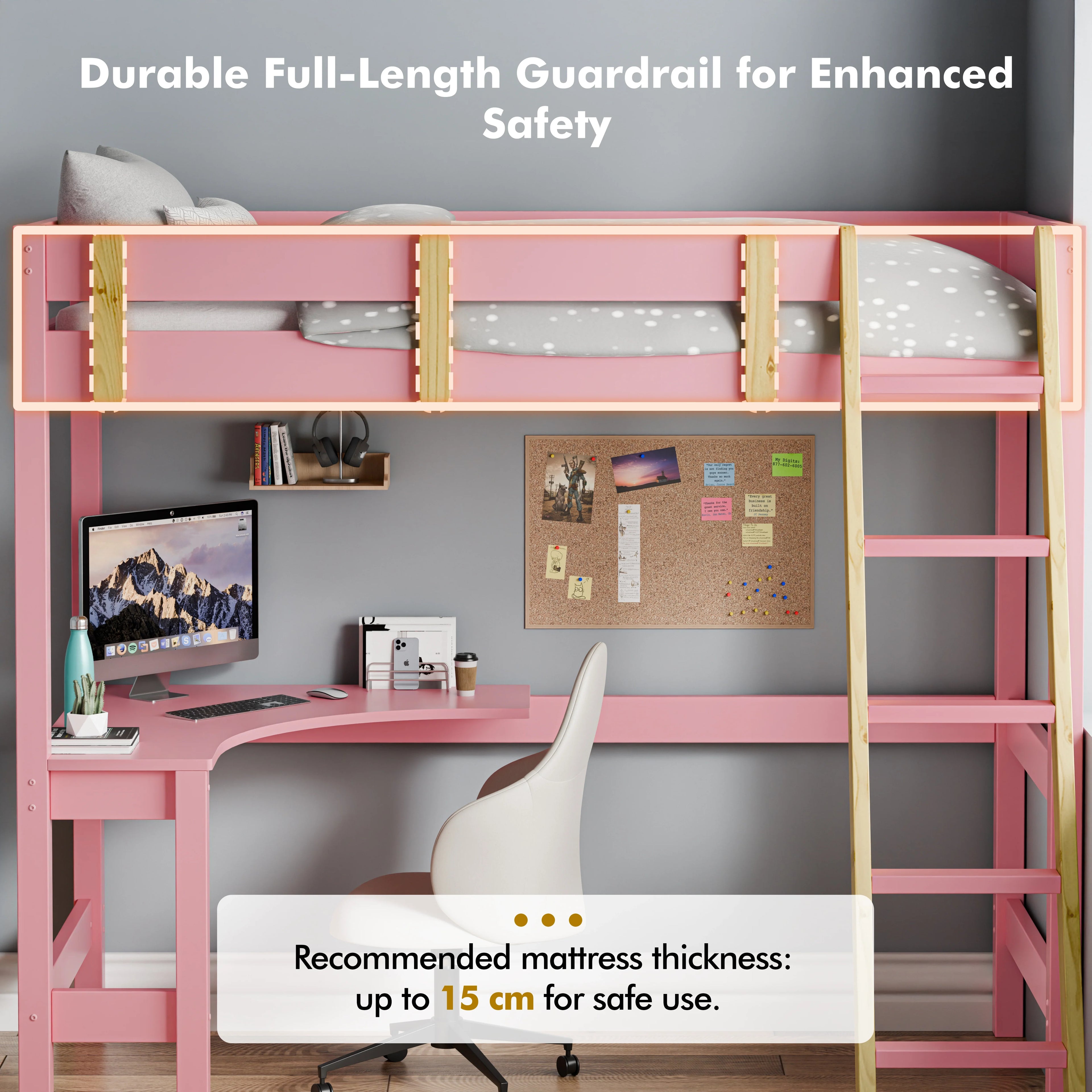 Bunk Bed With Desk - High Sleeper Loft Bed Frame For Kids