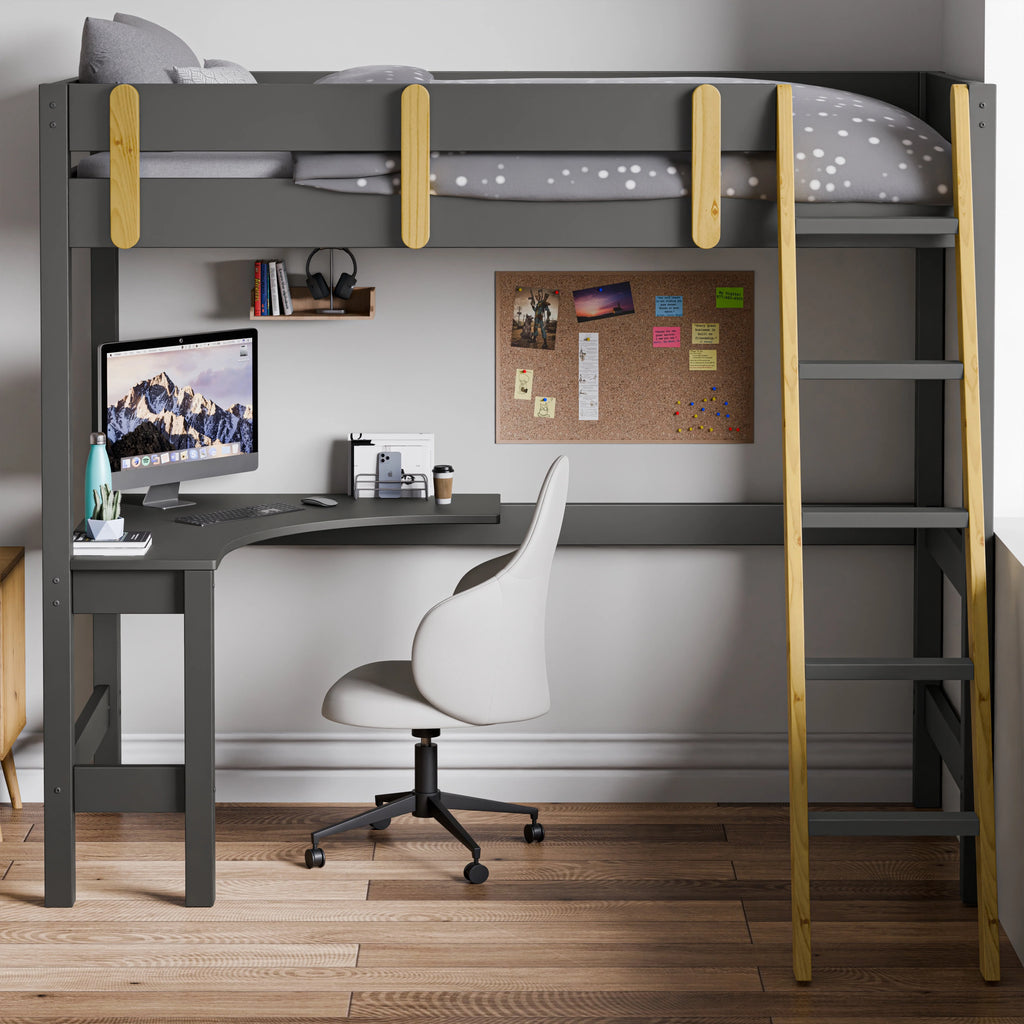 Bunk Bed With Desk - High Sleeper Loft Bed Frame For Kids
