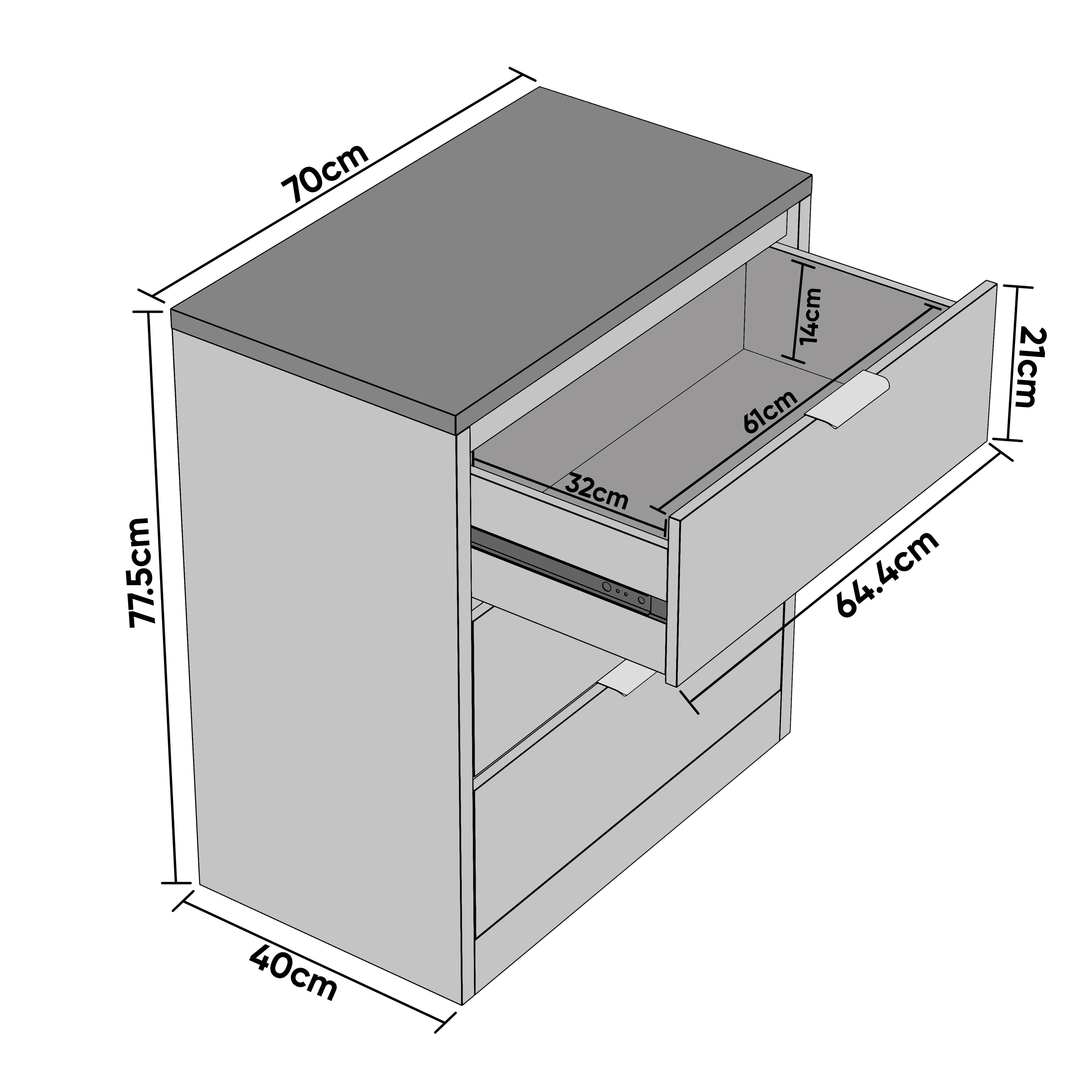 Skova 3 Drawer Chest of Drawers - Small Bedroom Drawers