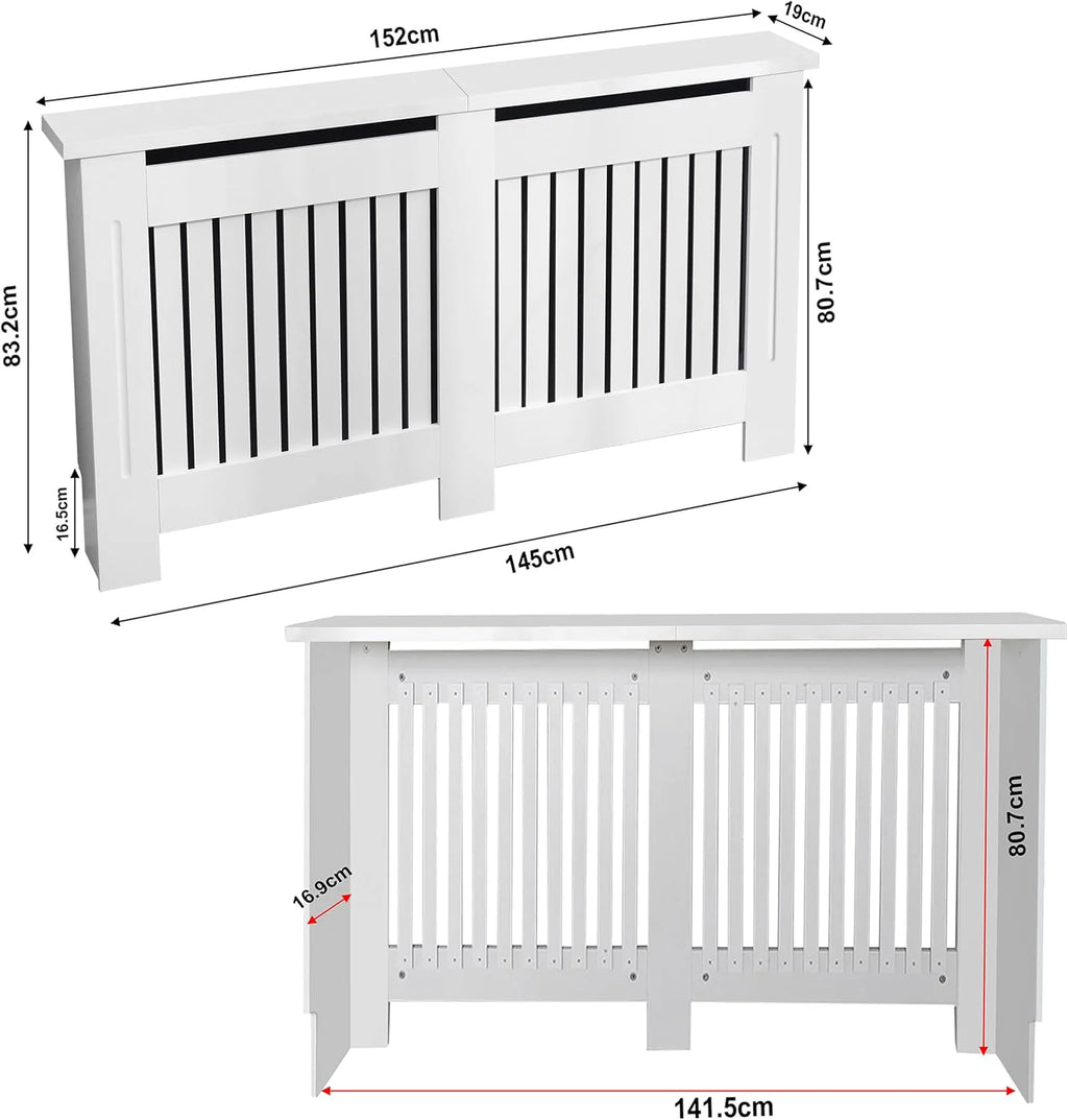 Chelsea White Radiator Cover,  Vertical Wooden Slats