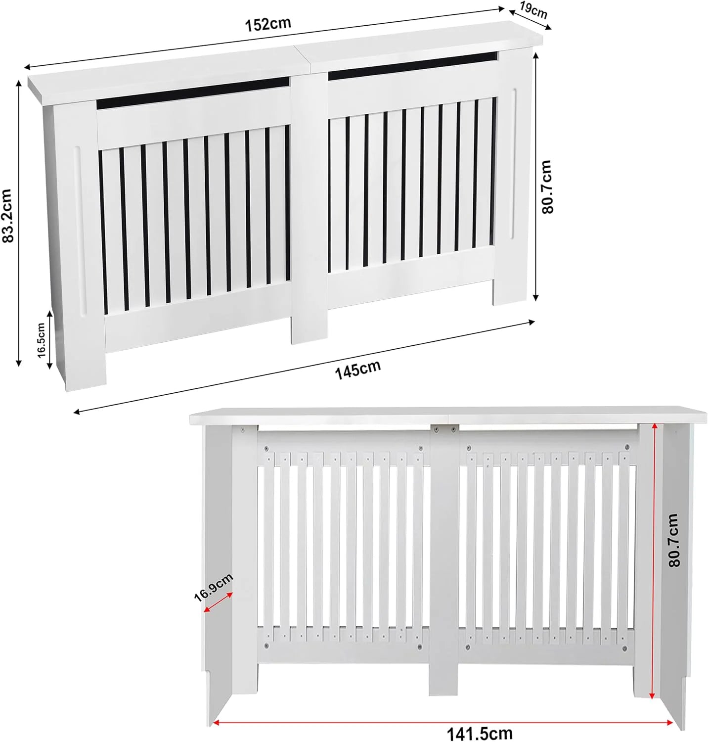 Chelsea White Radiator Cover,  Vertical Wooden Slats
