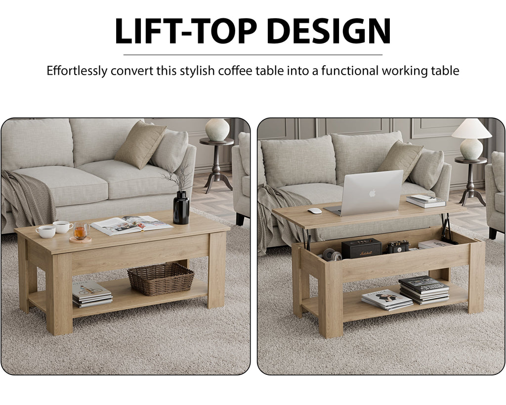 Lift Top Storage Coffee Table | Lift Up Modern Tea Table 120cm Wide