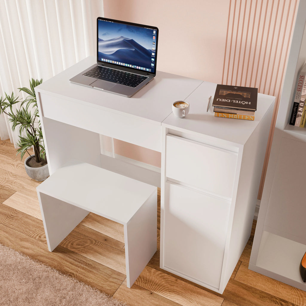Dressing Table with Mirror and Storage - Makeup Vanity Desk for Girls