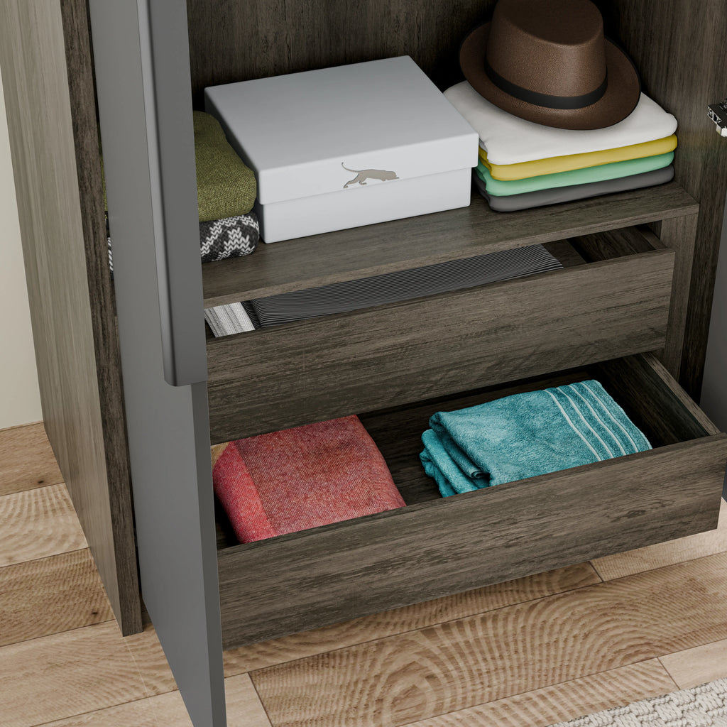 Skova Double Wardrobe with Drawers & Clothes Rail