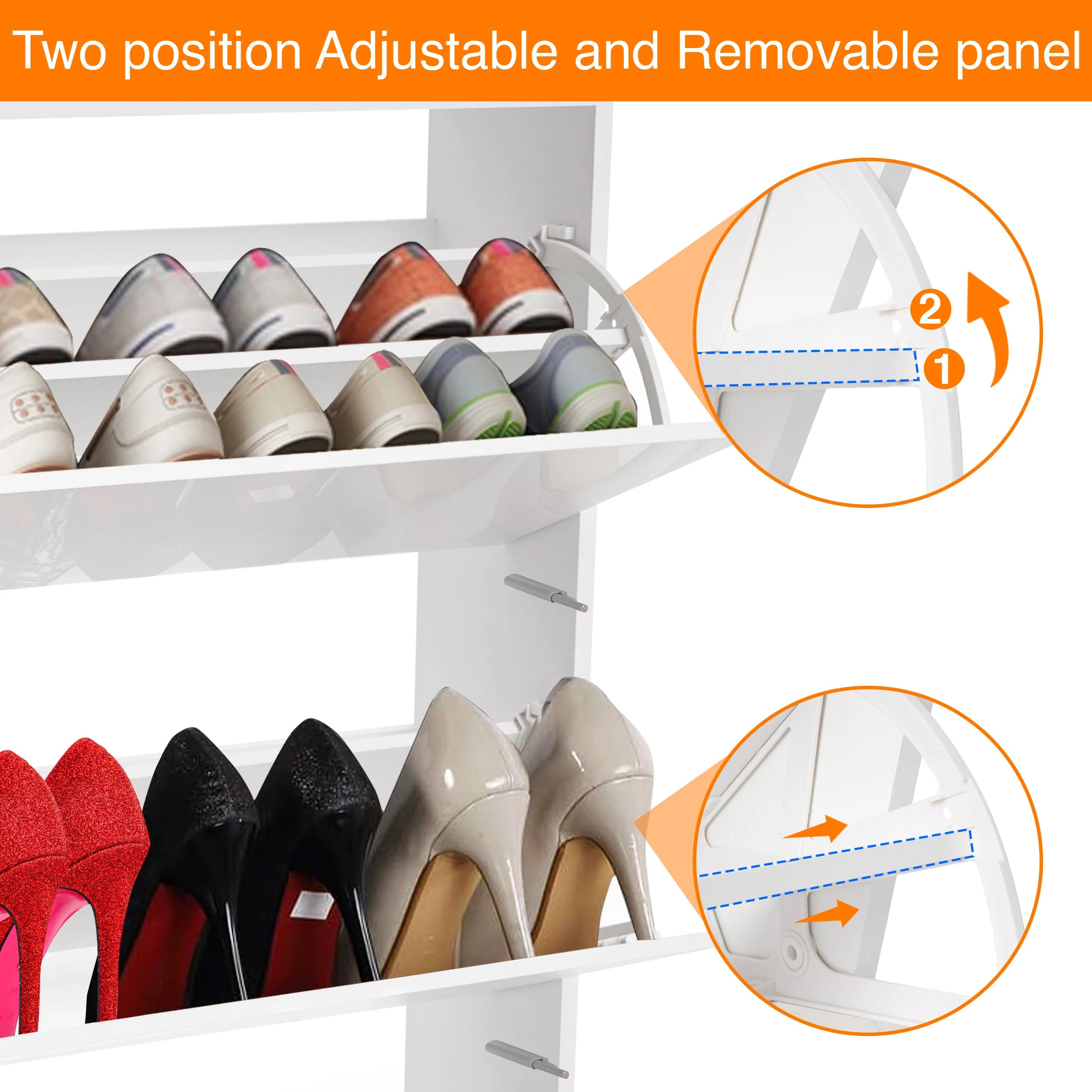 High Gloss 3 Door Shoe Cabinet | Slim Shoe Storage