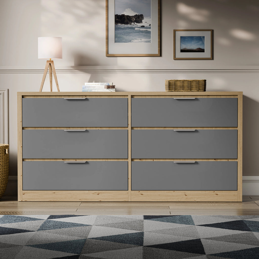 Skova Large 6 Chest of Drawers - Wide Bedroom Dresser