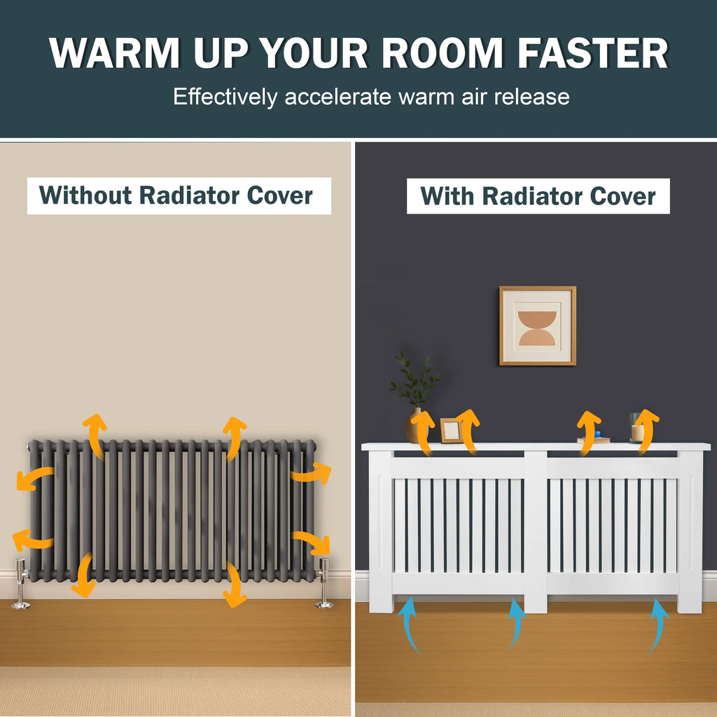 Chelsea White Radiator Cover,  Vertical Wooden Slats