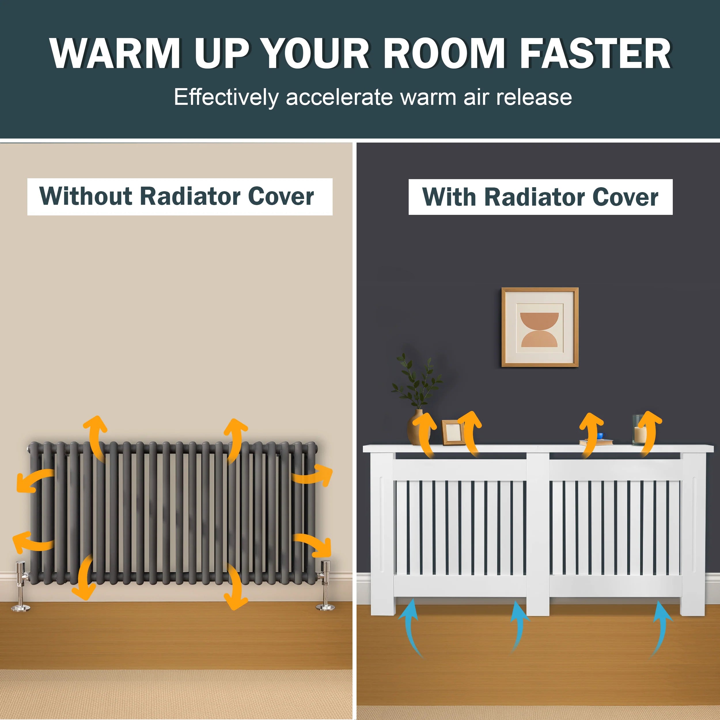 Chelsea White Radiator Cover,  Vertical Wooden Slats