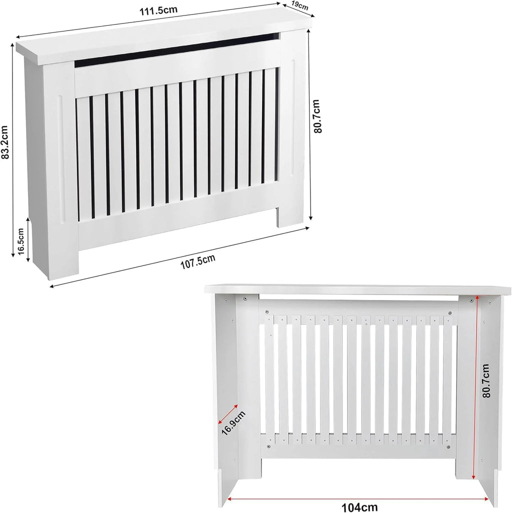 Chelsea White Radiator Cover,  Vertical Wooden Slats