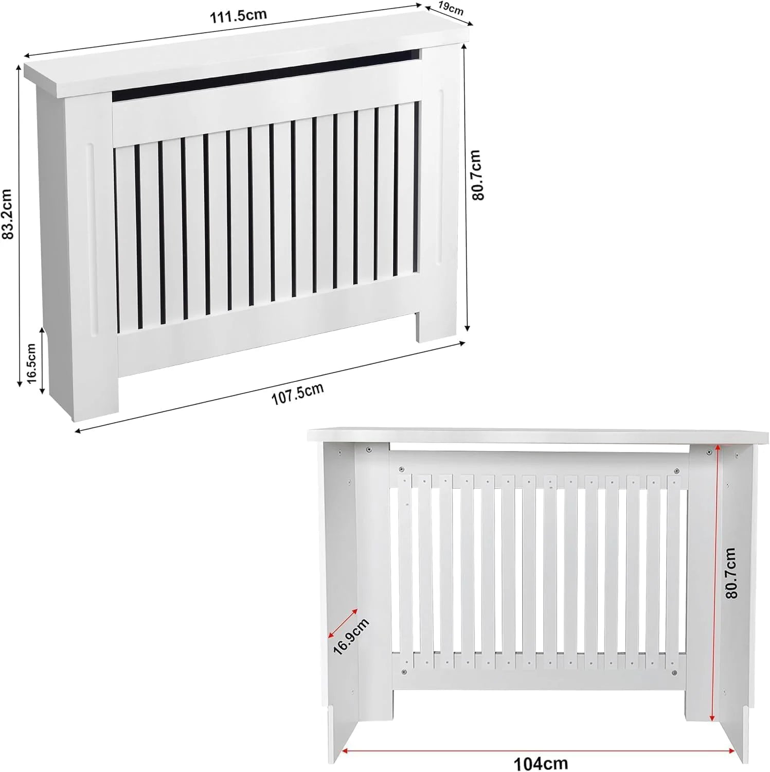 Chelsea White Radiator Cover,  Vertical Wooden Slats