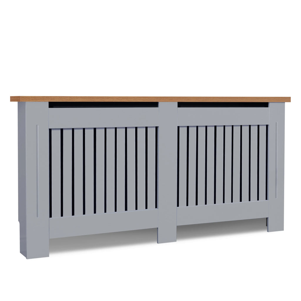 Radiator Cover With Oak Top - Vertical Slatted Design