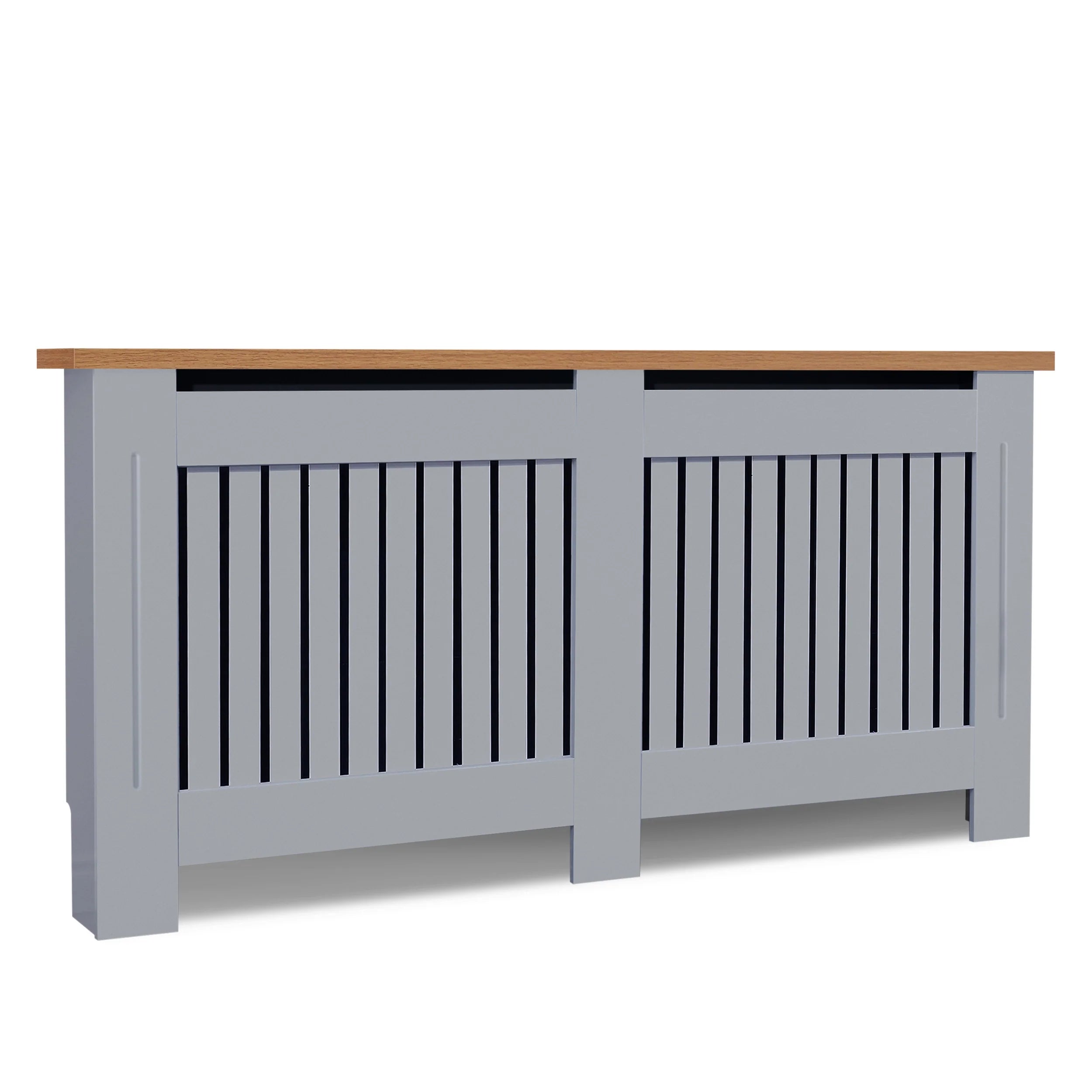 Radiator Cover With Oak Top - Vertical Slatted Design