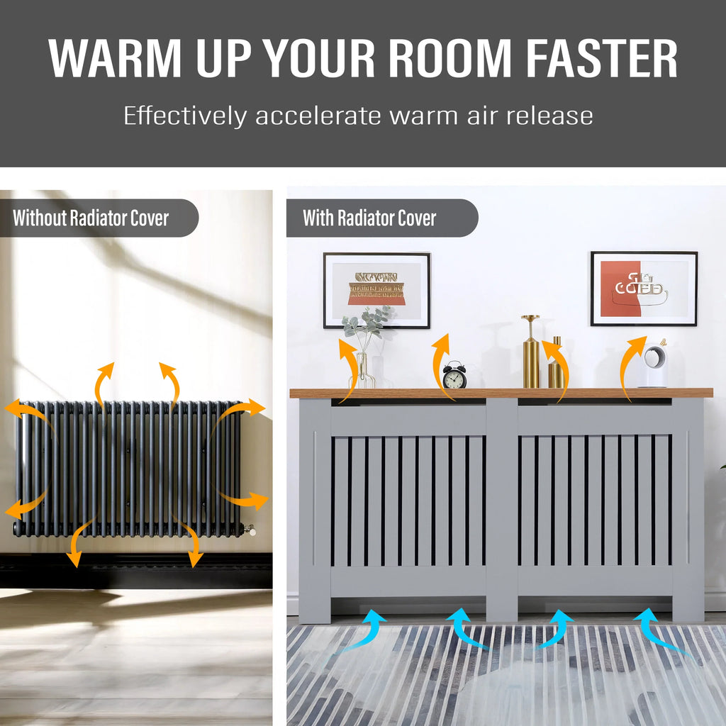 Radiator Cover With Oak Top - Vertical Slatted Design