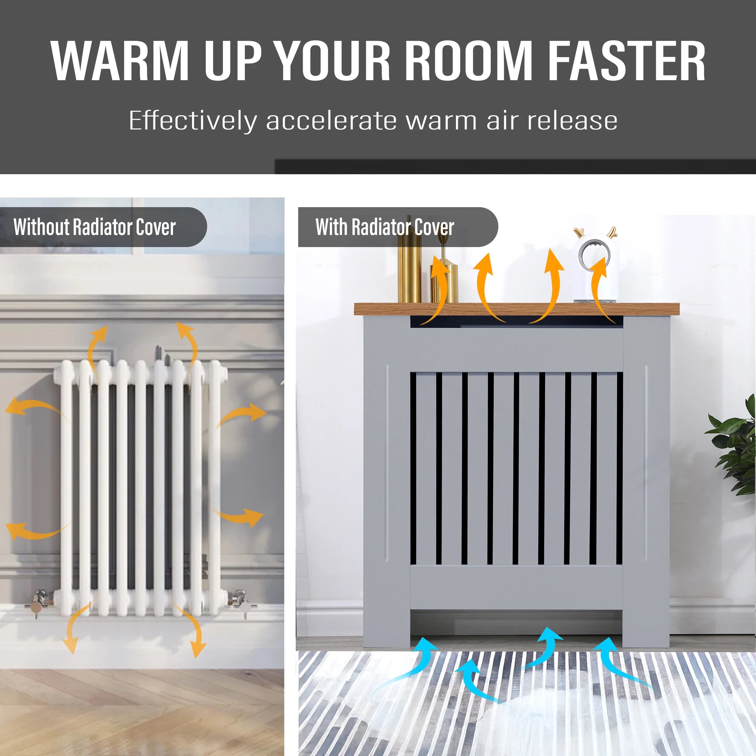 Radiator Cover With Oak Top - Vertical Slatted Design