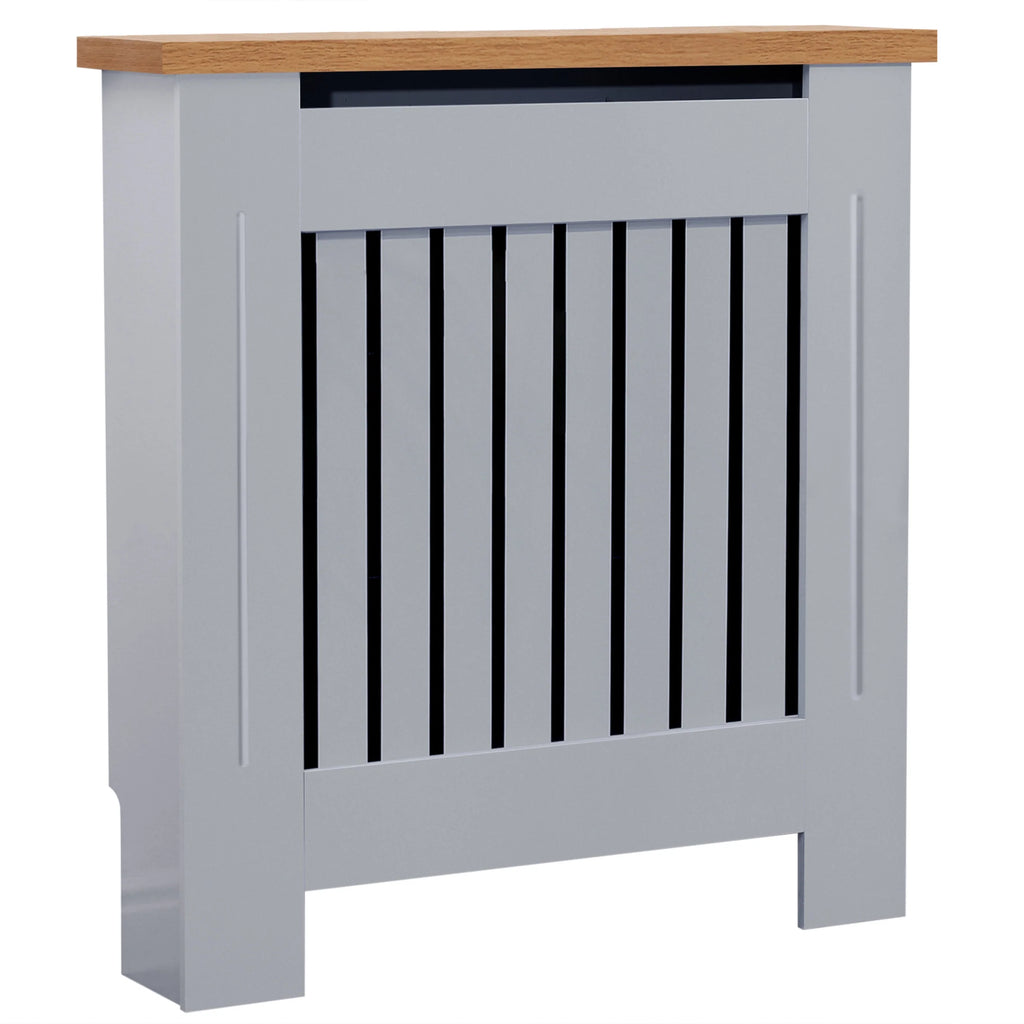 Radiator Cover With Oak Top - Vertical Slatted Design