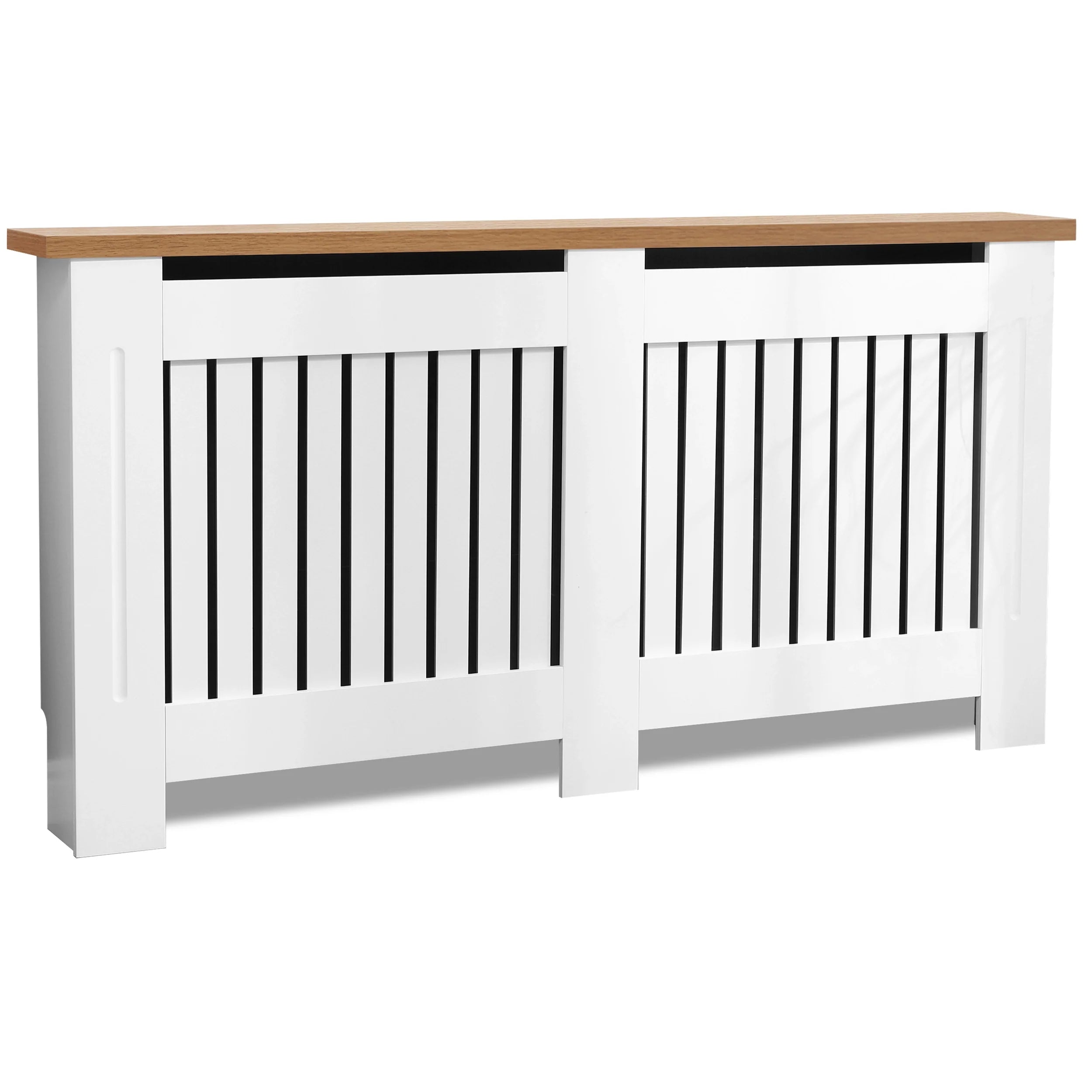 Radiator Cover With Oak Top - Vertical Slatted Design
