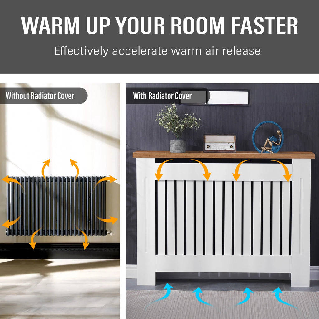 Radiator Cover With Oak Top - Vertical Slatted Design