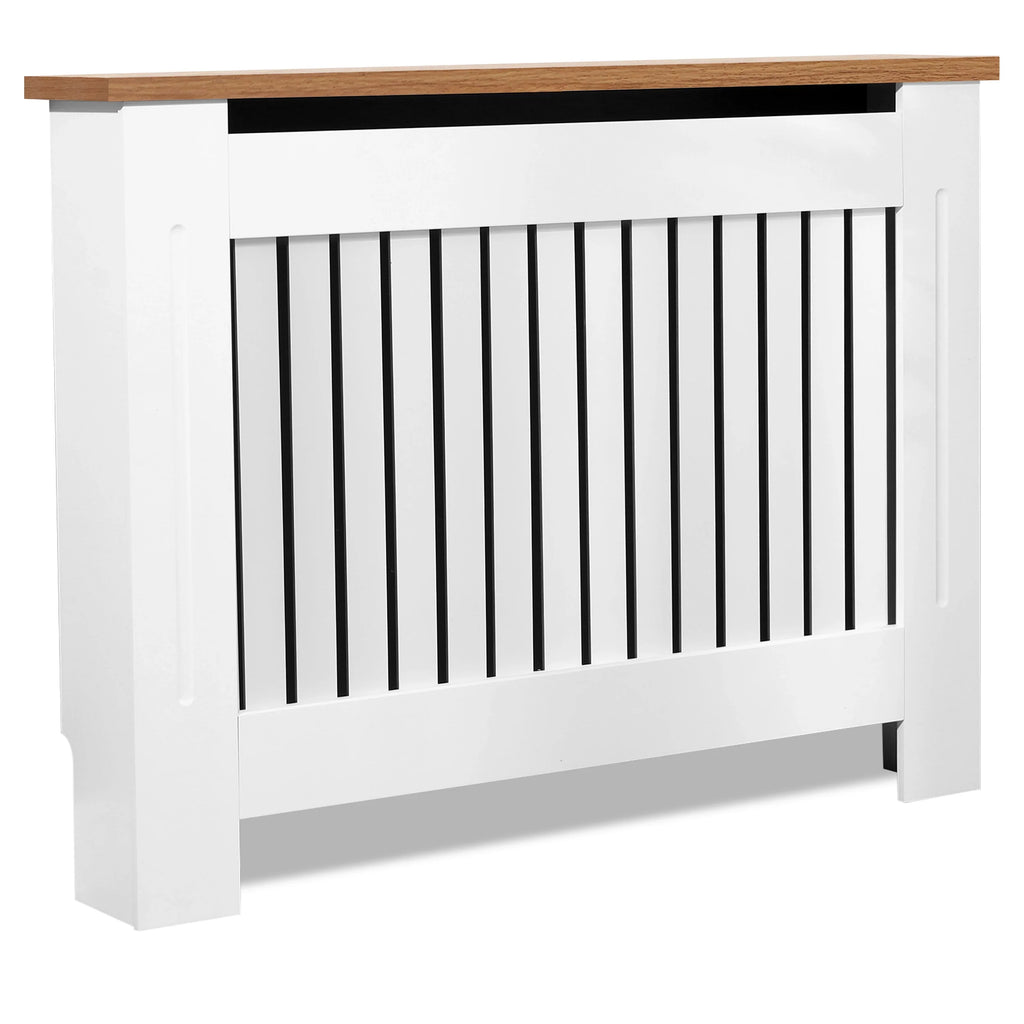 Radiator Cover With Oak Top - Vertical Slatted Design