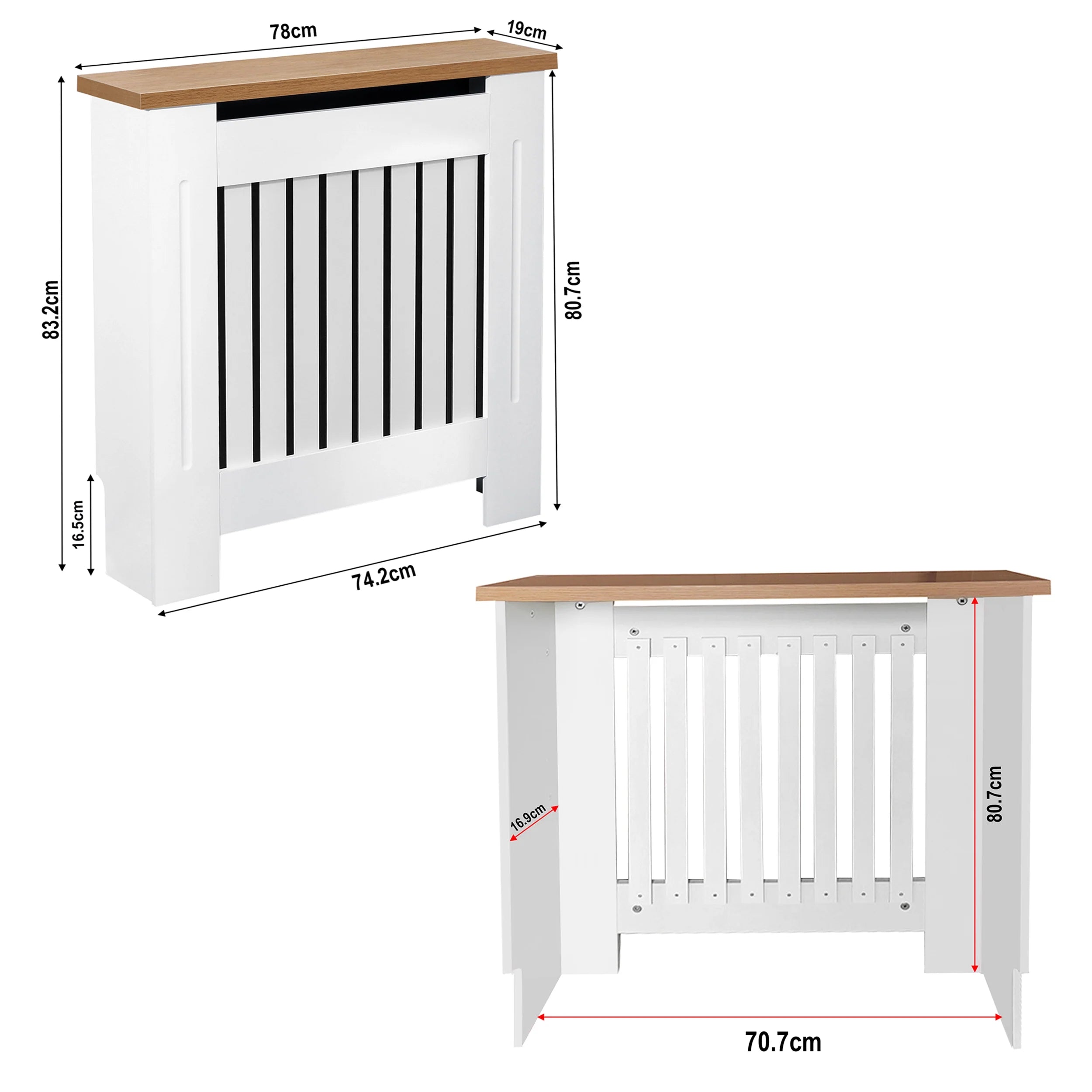 Radiator Cover With Oak Top - Vertical Slatted Design