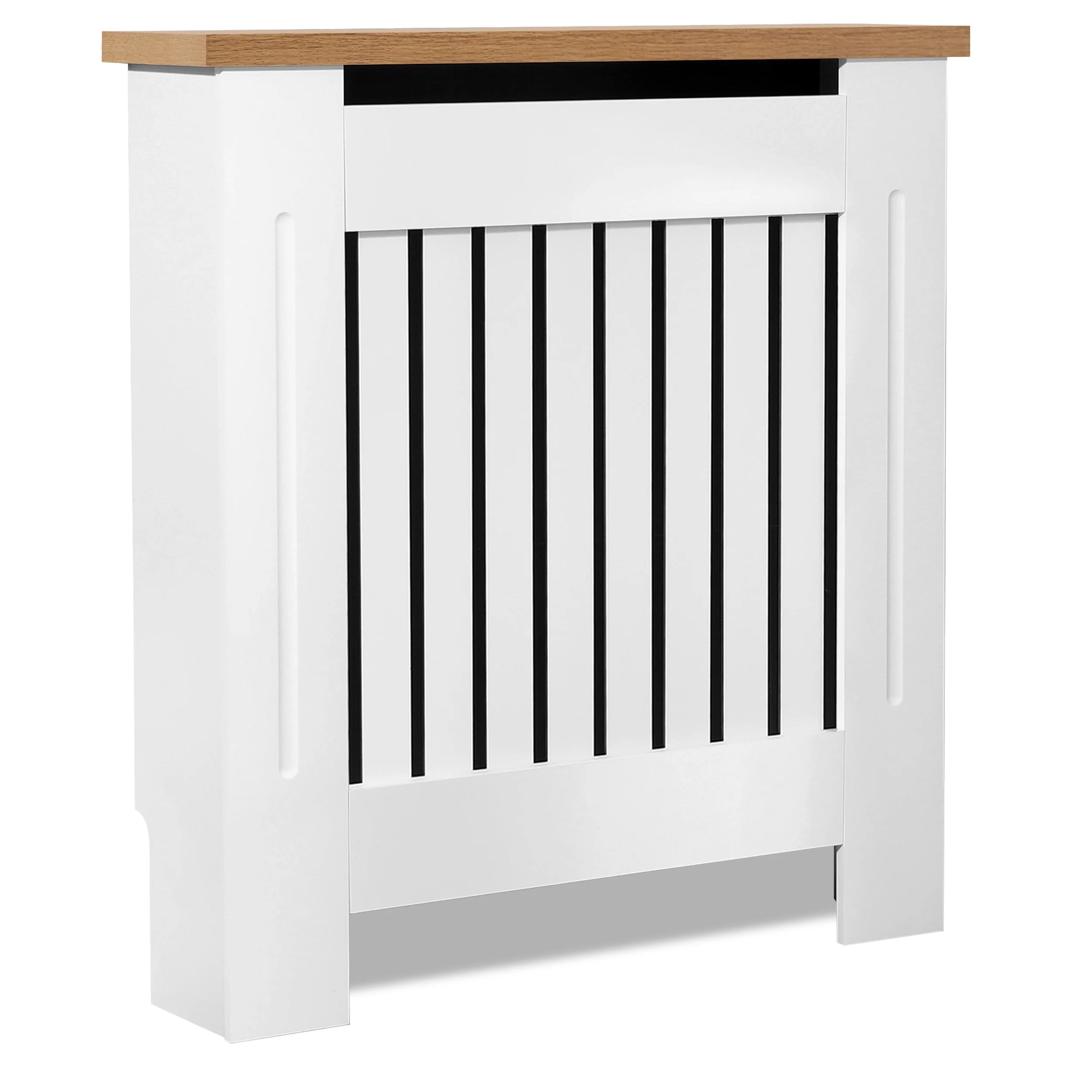 Radiator Cover With Oak Top - Vertical Slatted Design