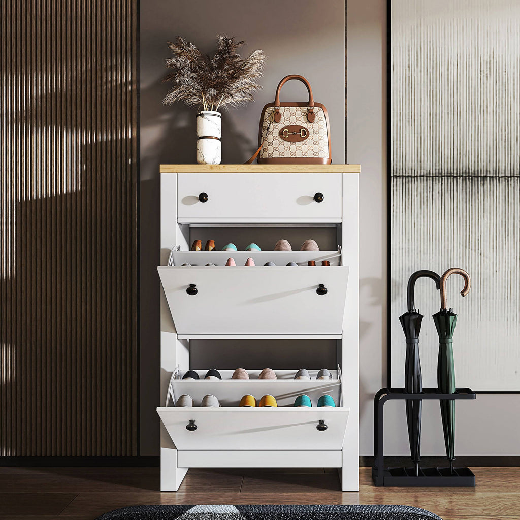 Modern Shoe Cabinet With Drawers | 2 Door Shoe Storage