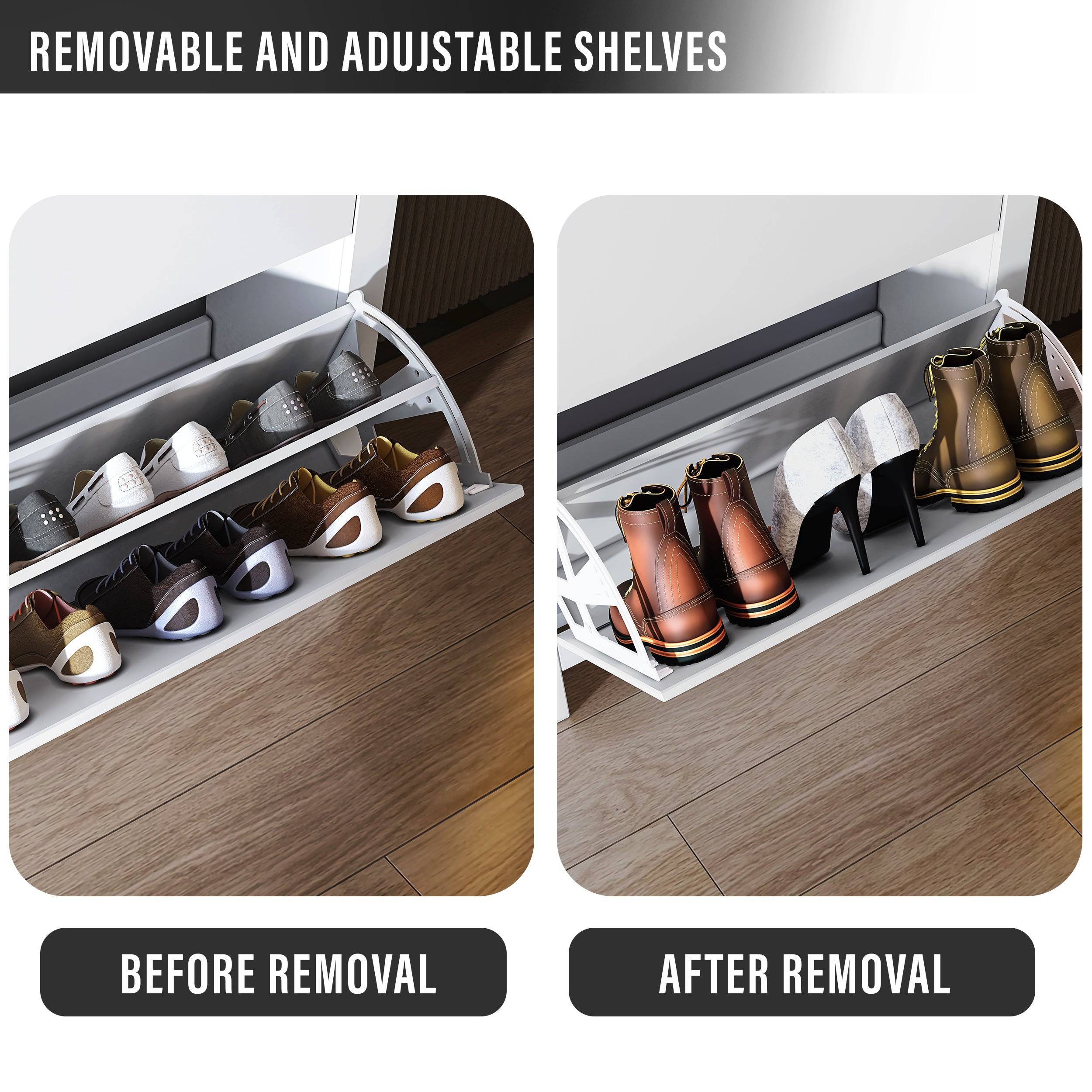 Modern Shoe Cabinet With Drawers | 2 Door Shoe Storage