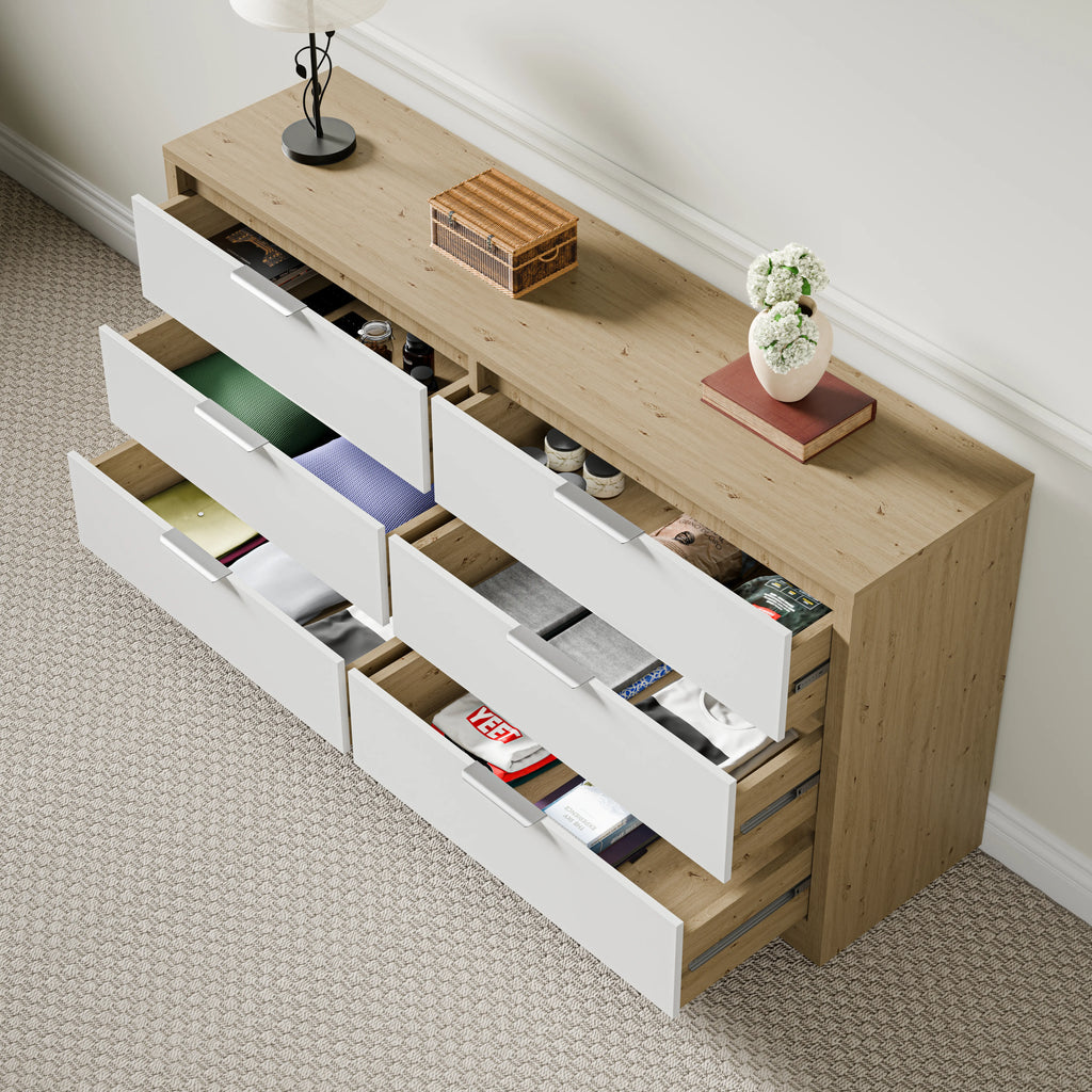 Skova Large 6 Chest of Drawers - Wide Bedroom Dresser