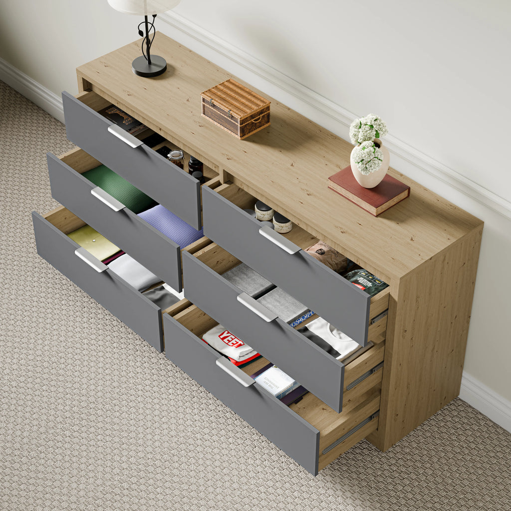 Skova Large 6 Chest of Drawers - Wide Bedroom Dresser