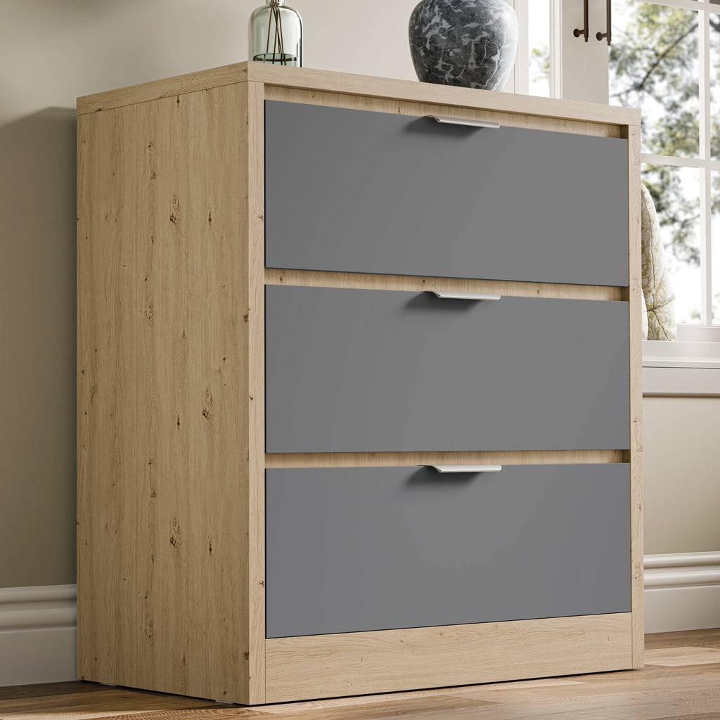 Skova 3 Drawer Chest of Drawers - Small Bedroom Drawers