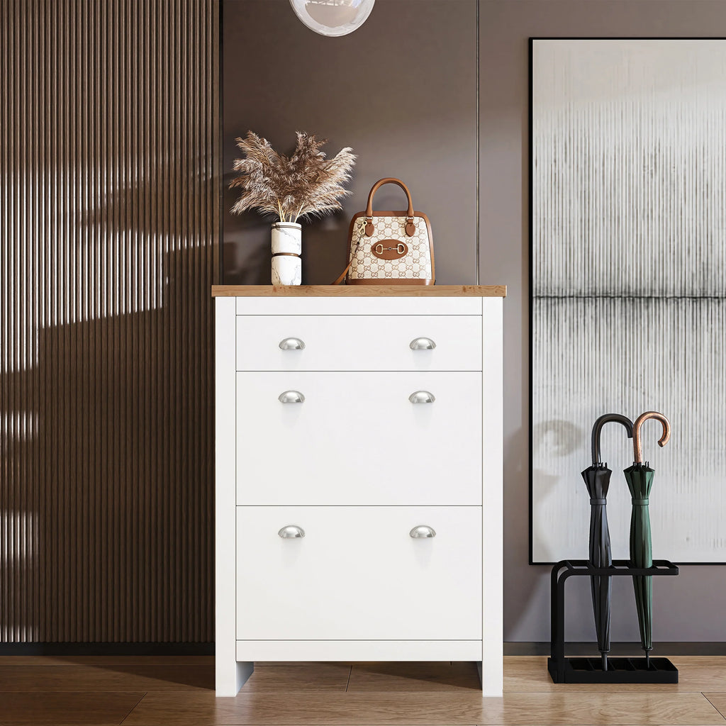 Shoe Cabinet With Drawer | 2 Door Slim Shoe Storage Unit