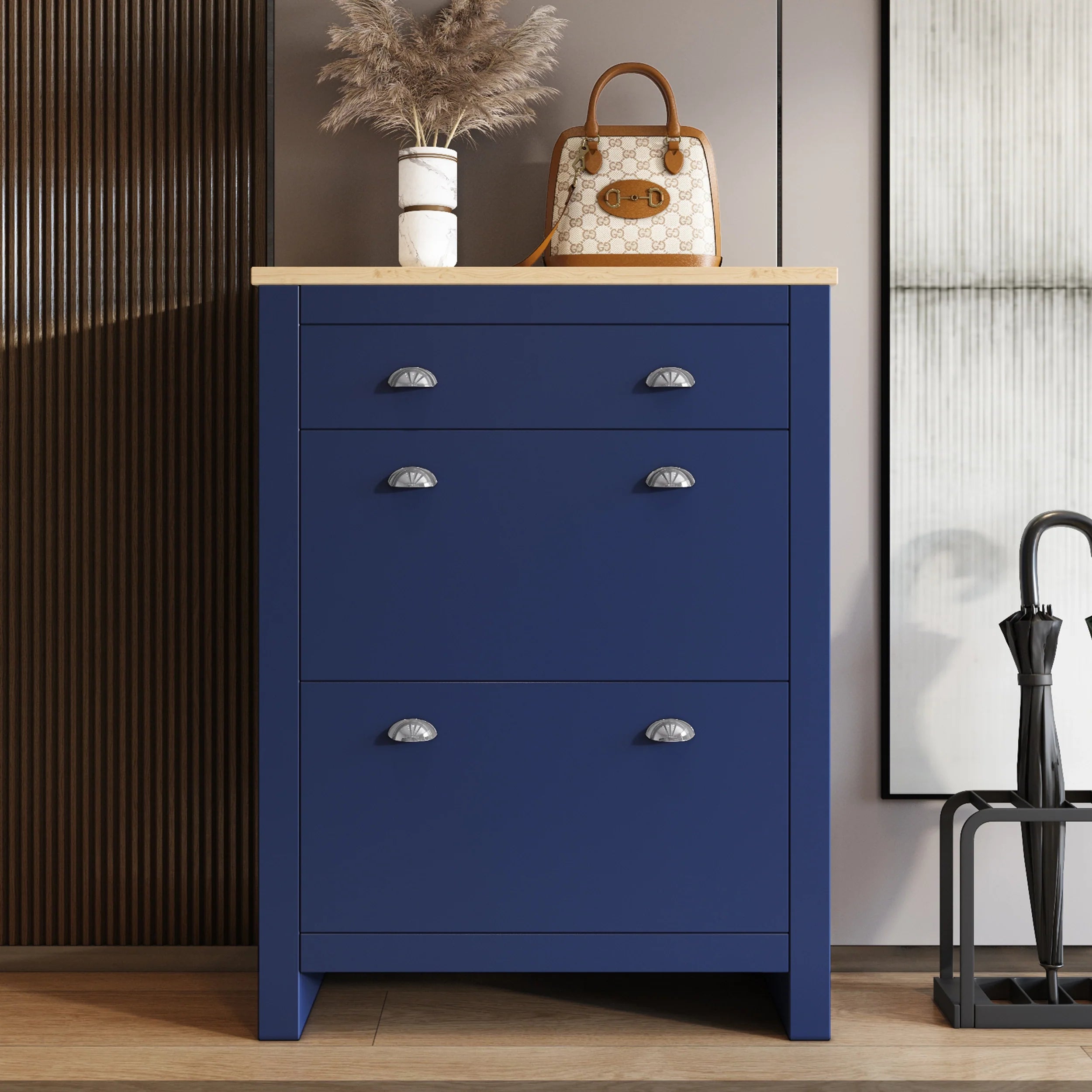 Shoe Cabinet With Drawer | 2 Door Slim Shoe Storage Unit
