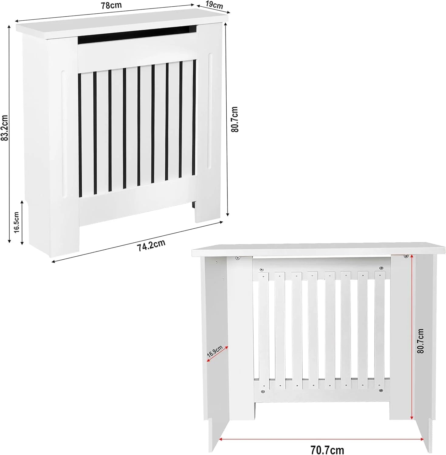 Chelsea White Radiator Cover,  Vertical Wooden Slats