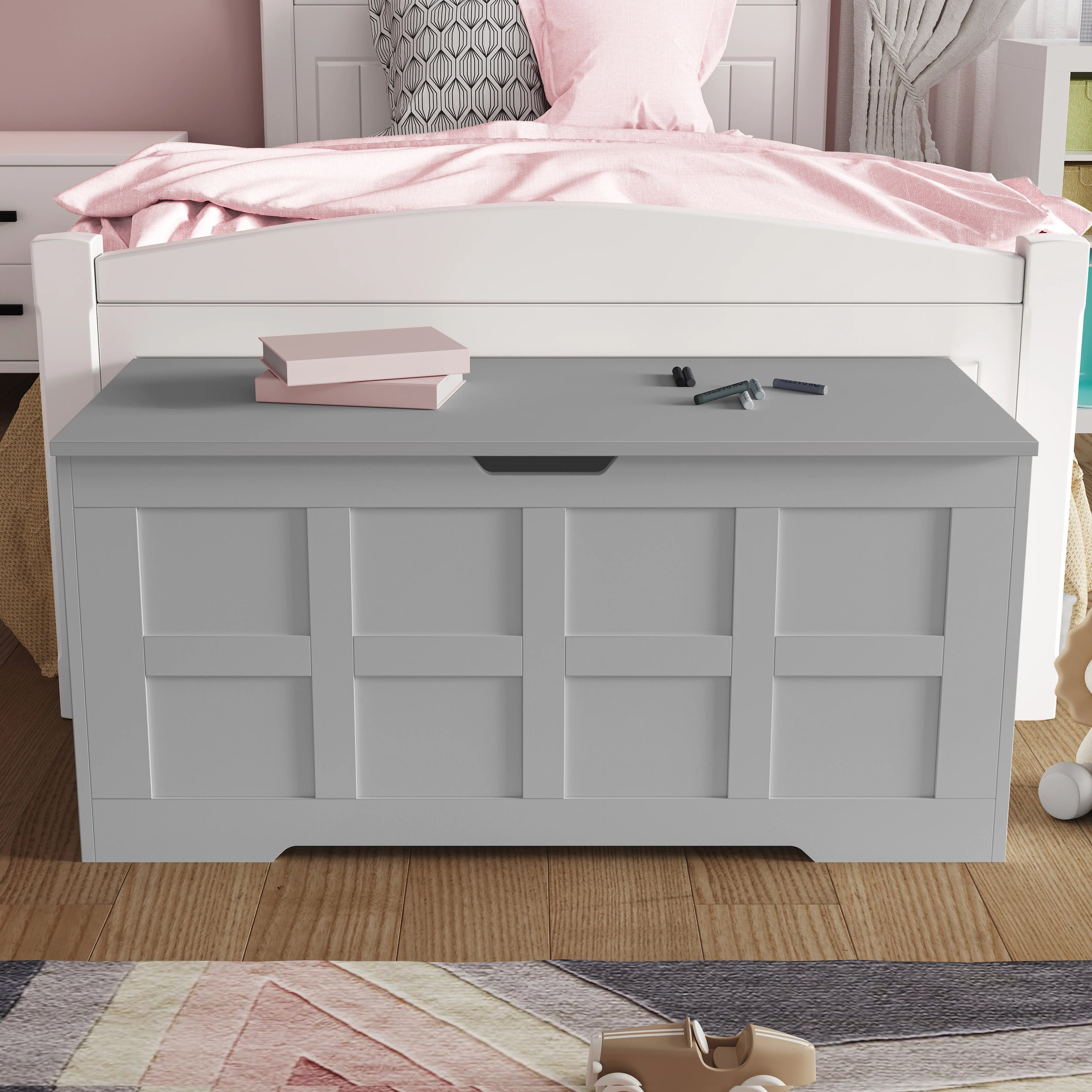 Storage Chest - Shaker Style Blanket or Toy Box With Lid & Safety Hinges
