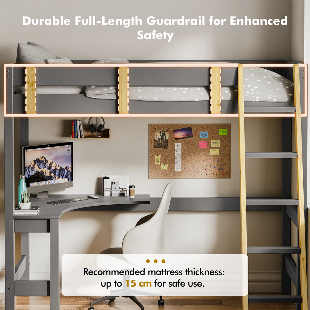 Bunk Bed With Desk - High Sleeper Loft Bed Frame For Kids
