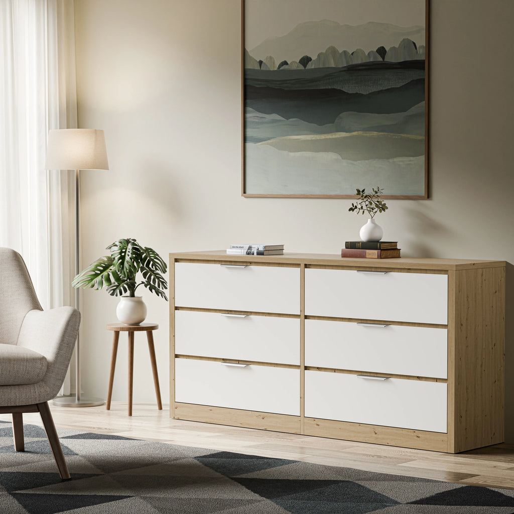 Skova Large 6 Chest of Drawers - Wide Bedroom Dresser